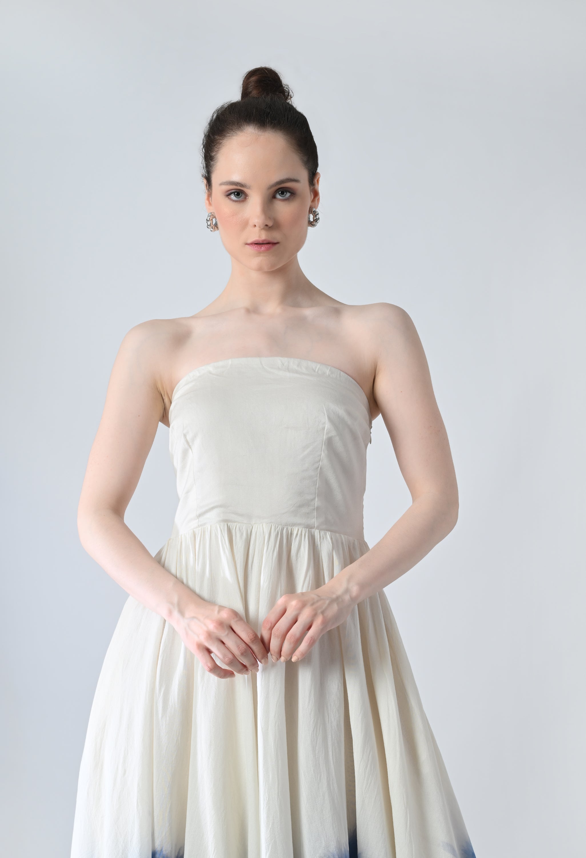 White & Blue Ombre Off Shoulder Dress