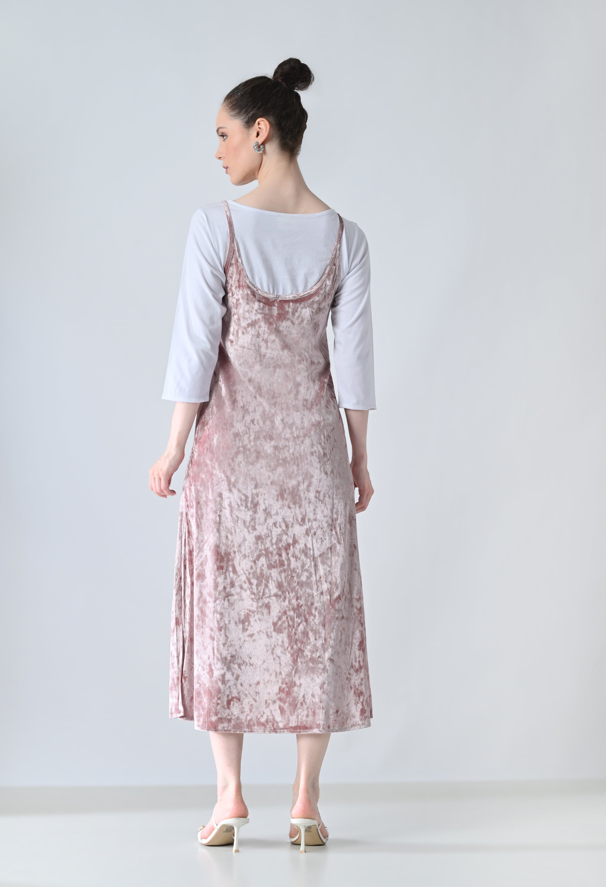 Blush Pink Velvet  Strapy Dress