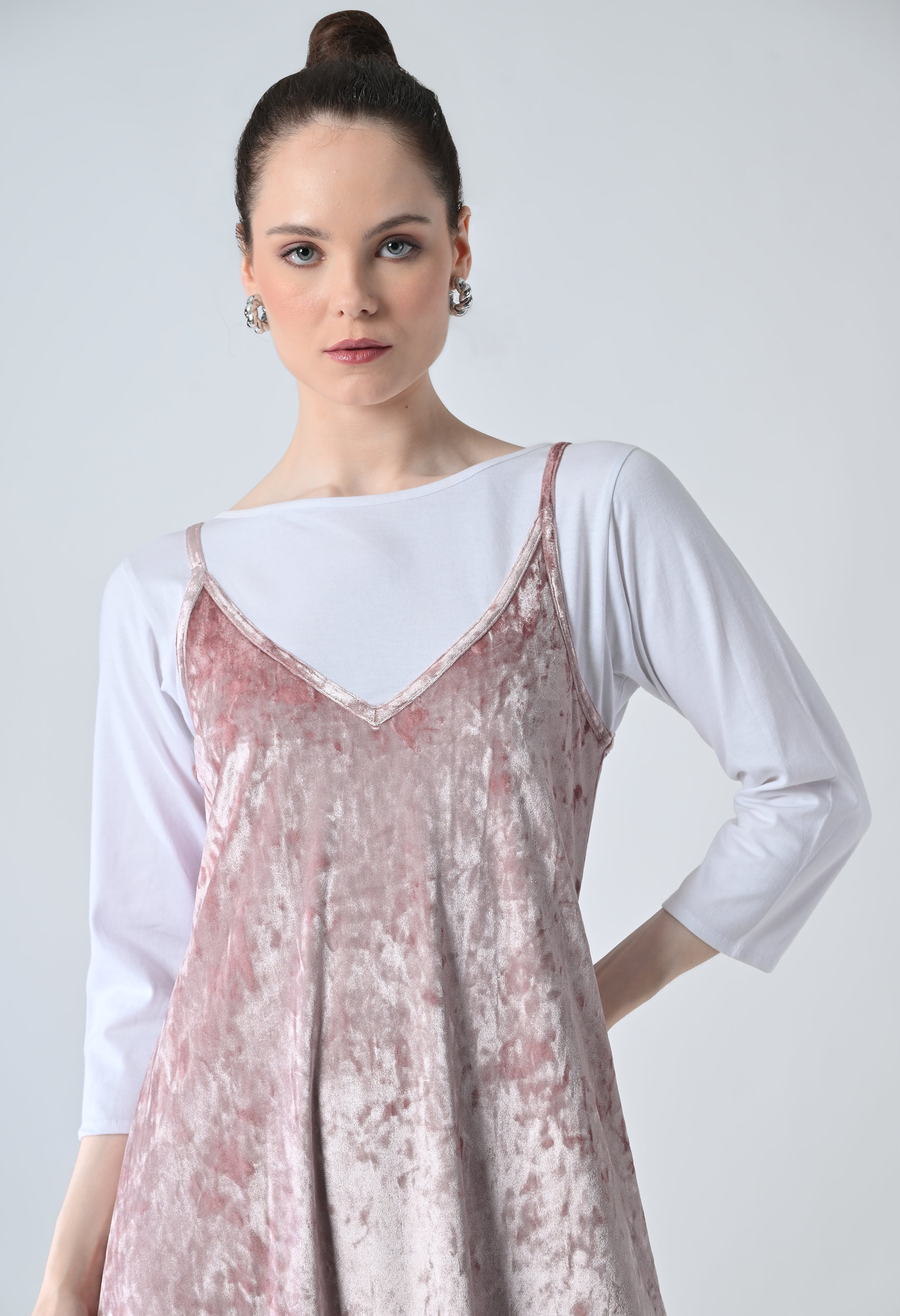 Blush Pink Velvet  Strapy Dress