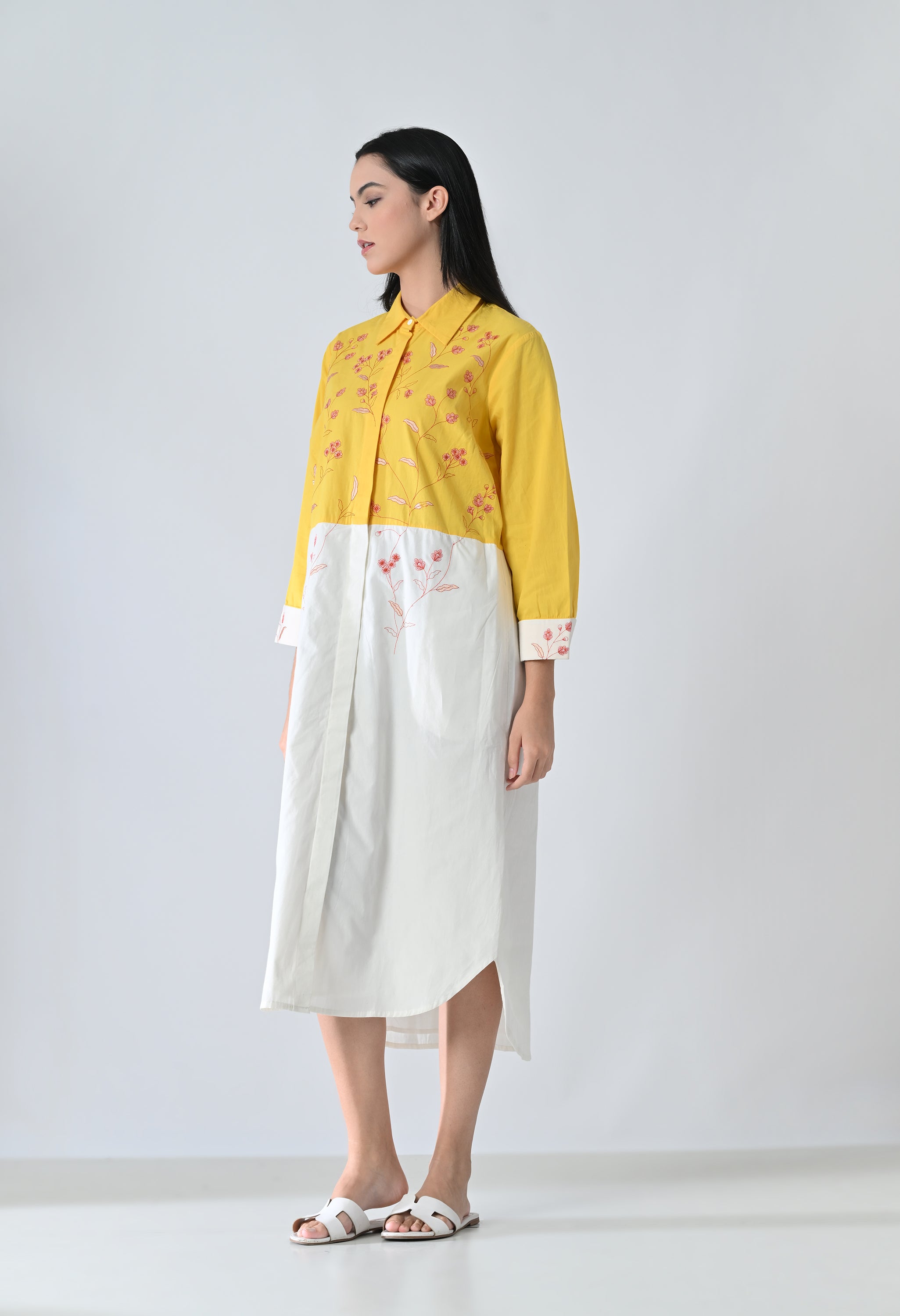 Sunlit Bloom High Low Shirt Dress