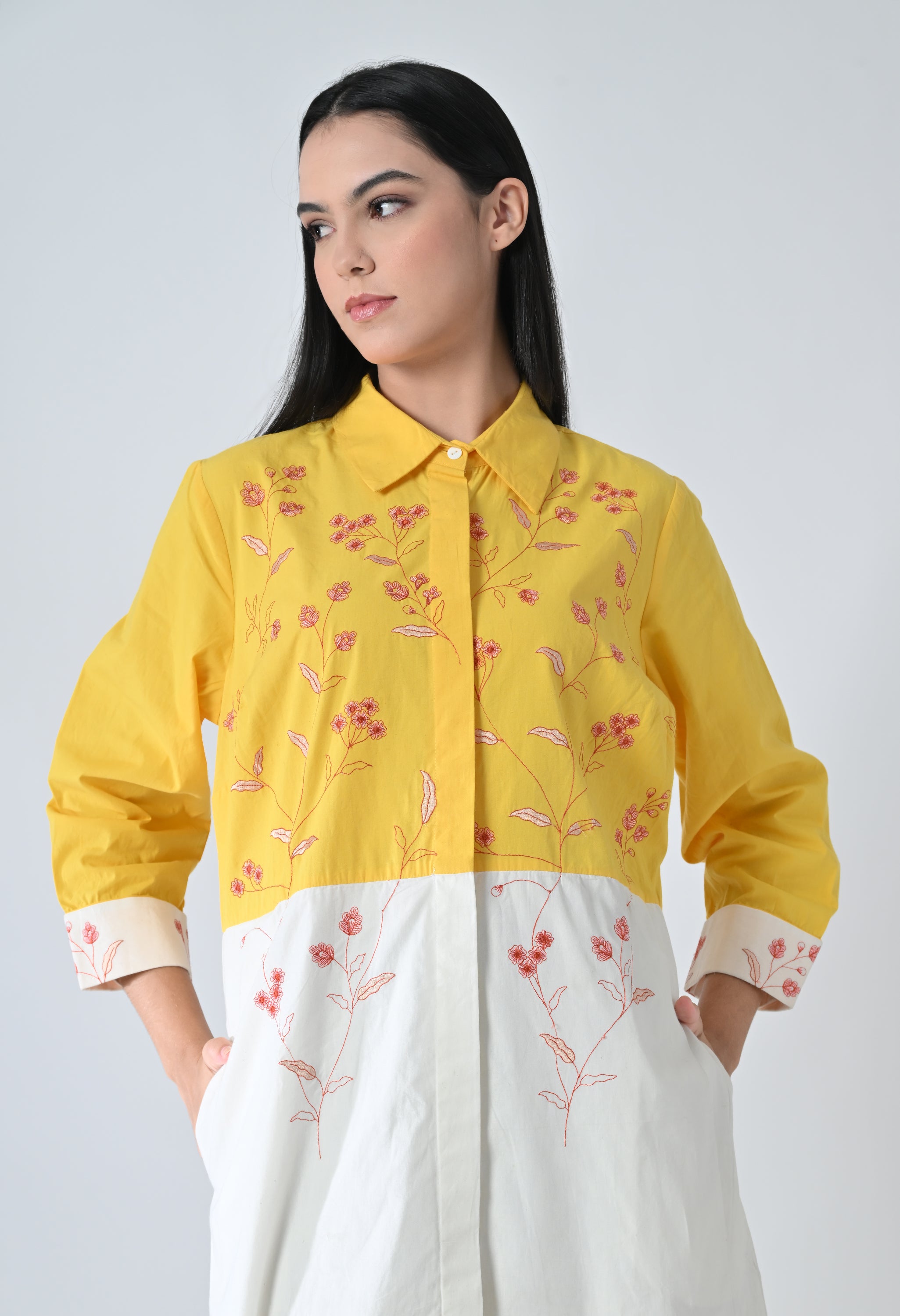 Sunlit Bloom High Low Shirt Dress