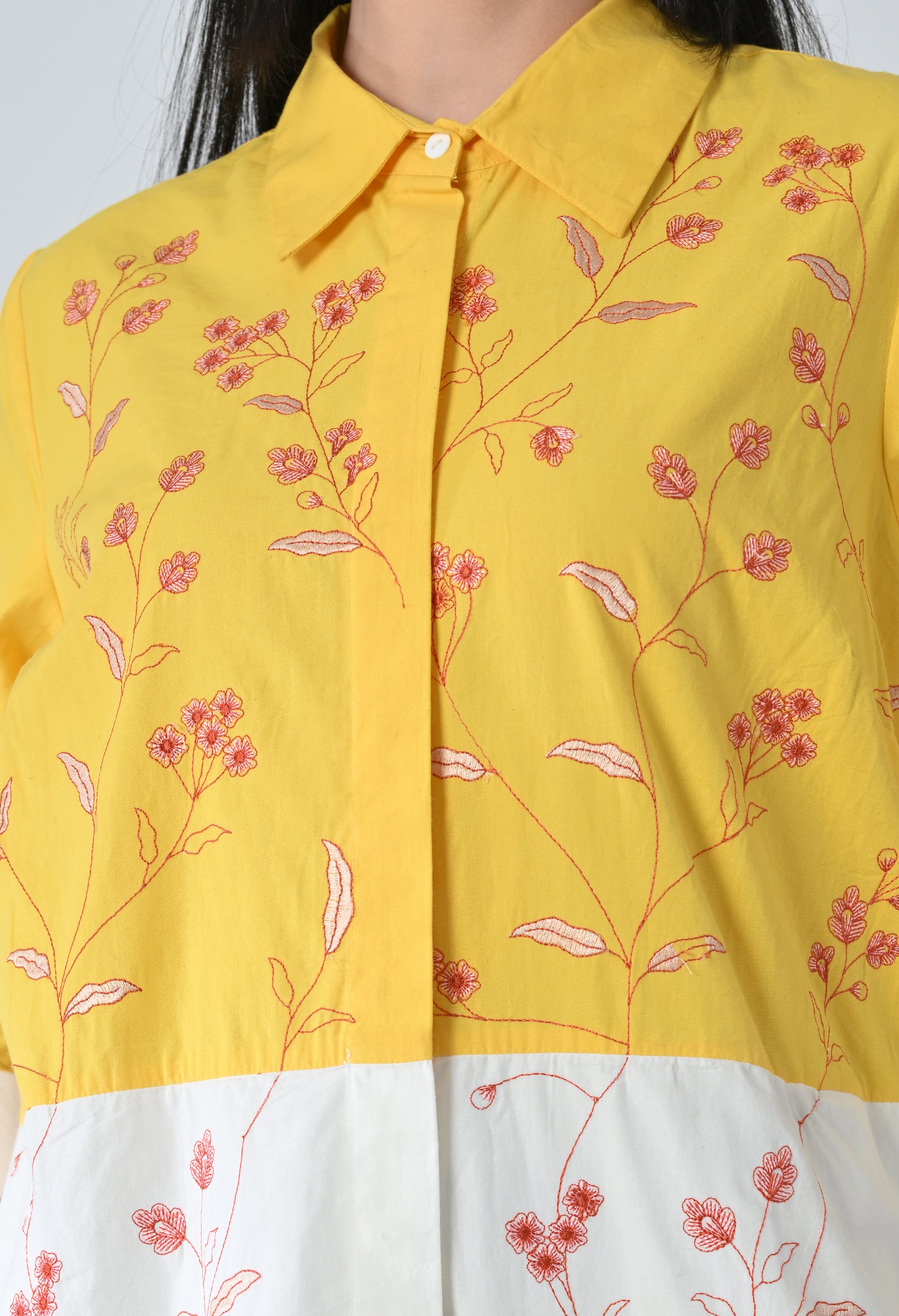 Sunlit Bloom High Low Shirt Dress