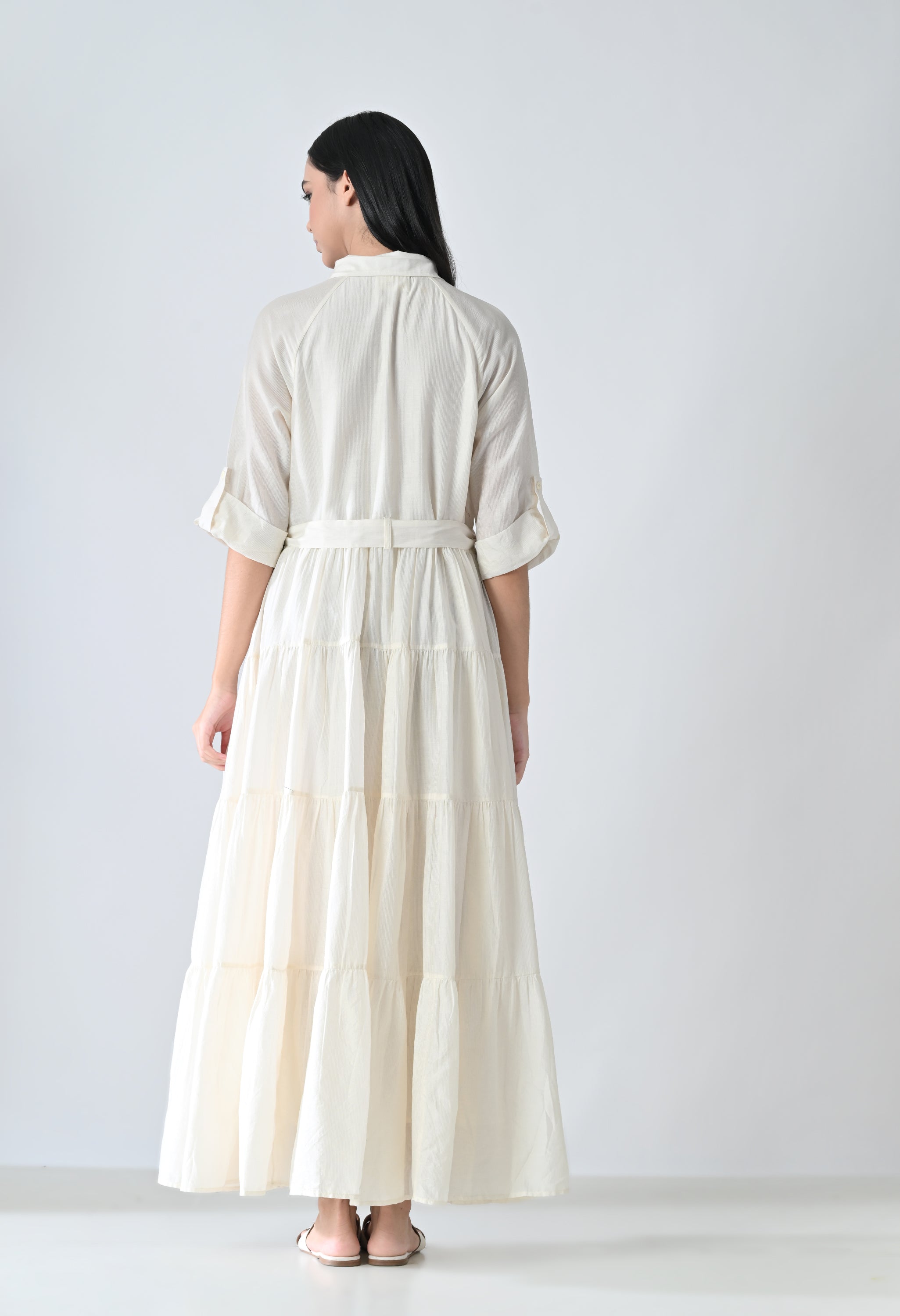 Ivory Floral Garden Embroidered  Long Dress