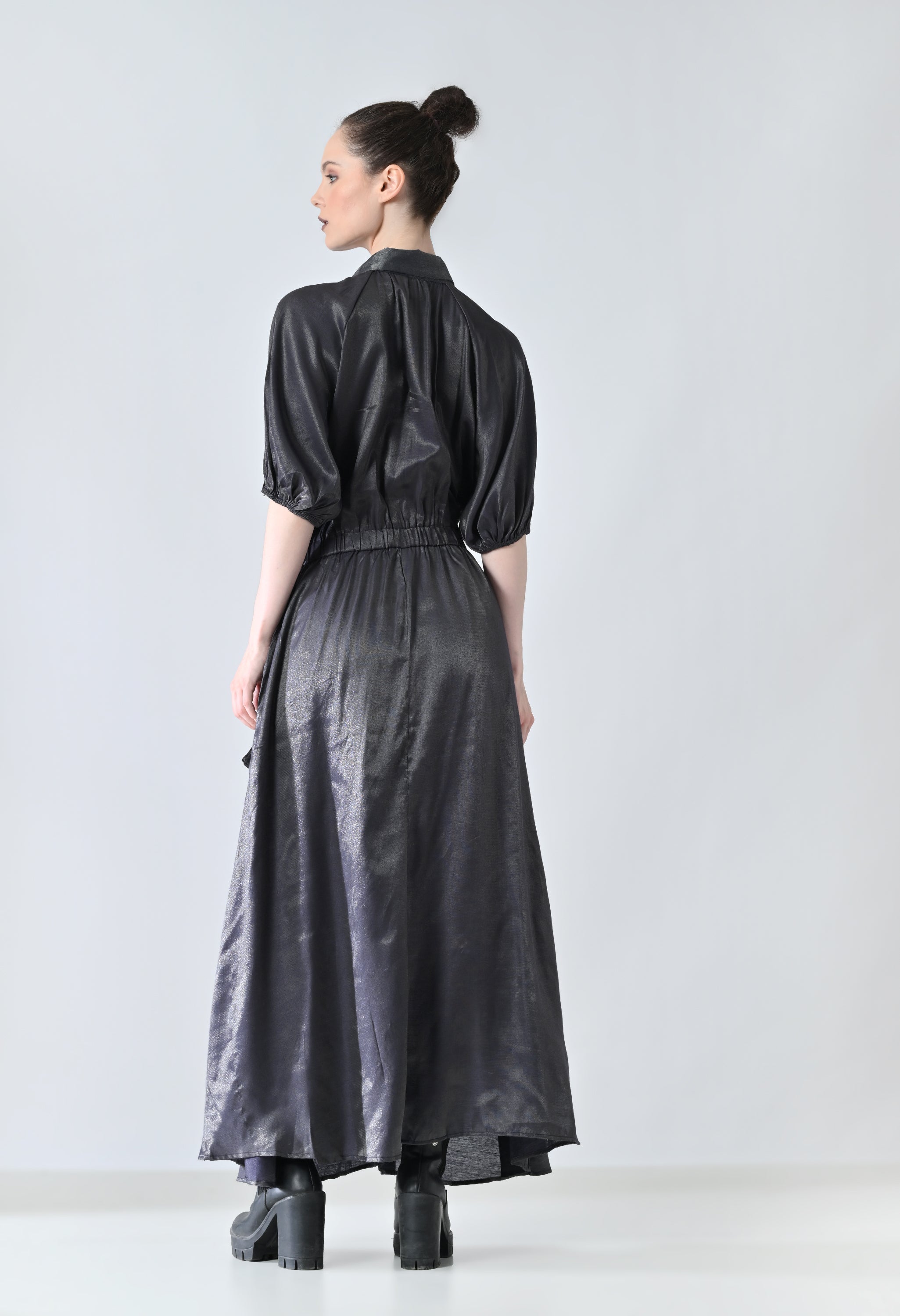 Midnight Black Utility Waist Elasticated Dress