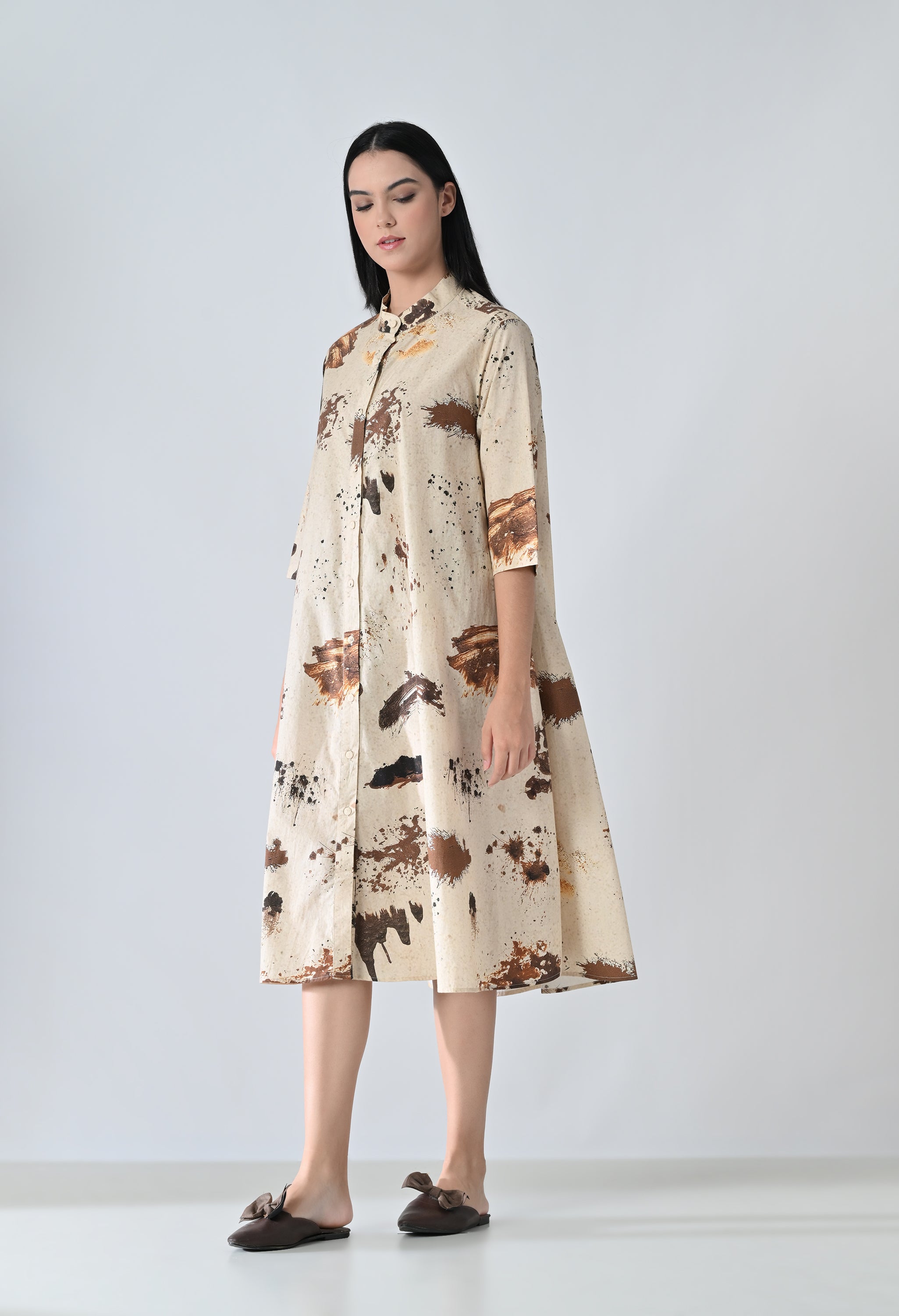 Sandstone Beige Echo Printed Dress