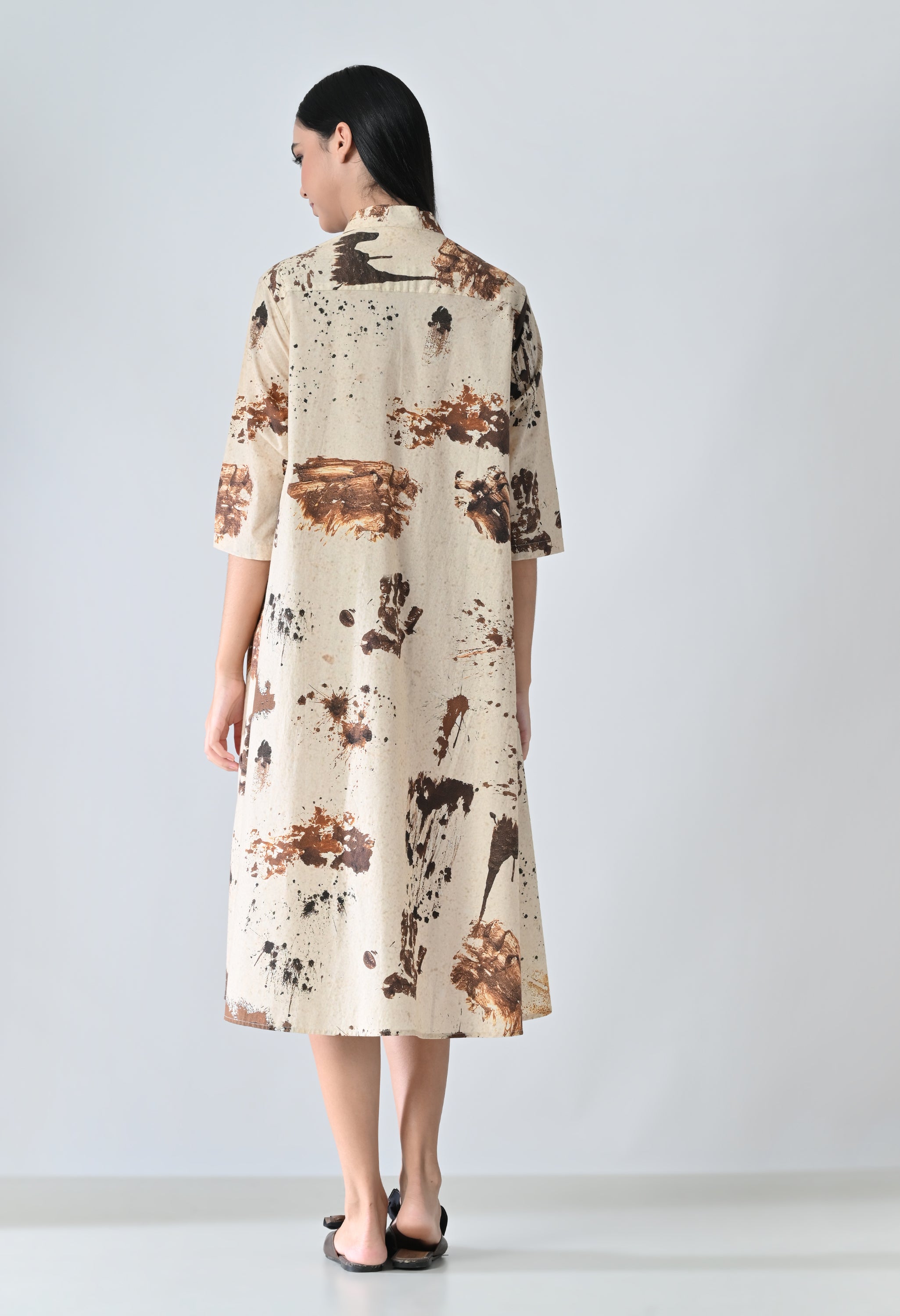 Sandstone Beige Echo Printed Dress