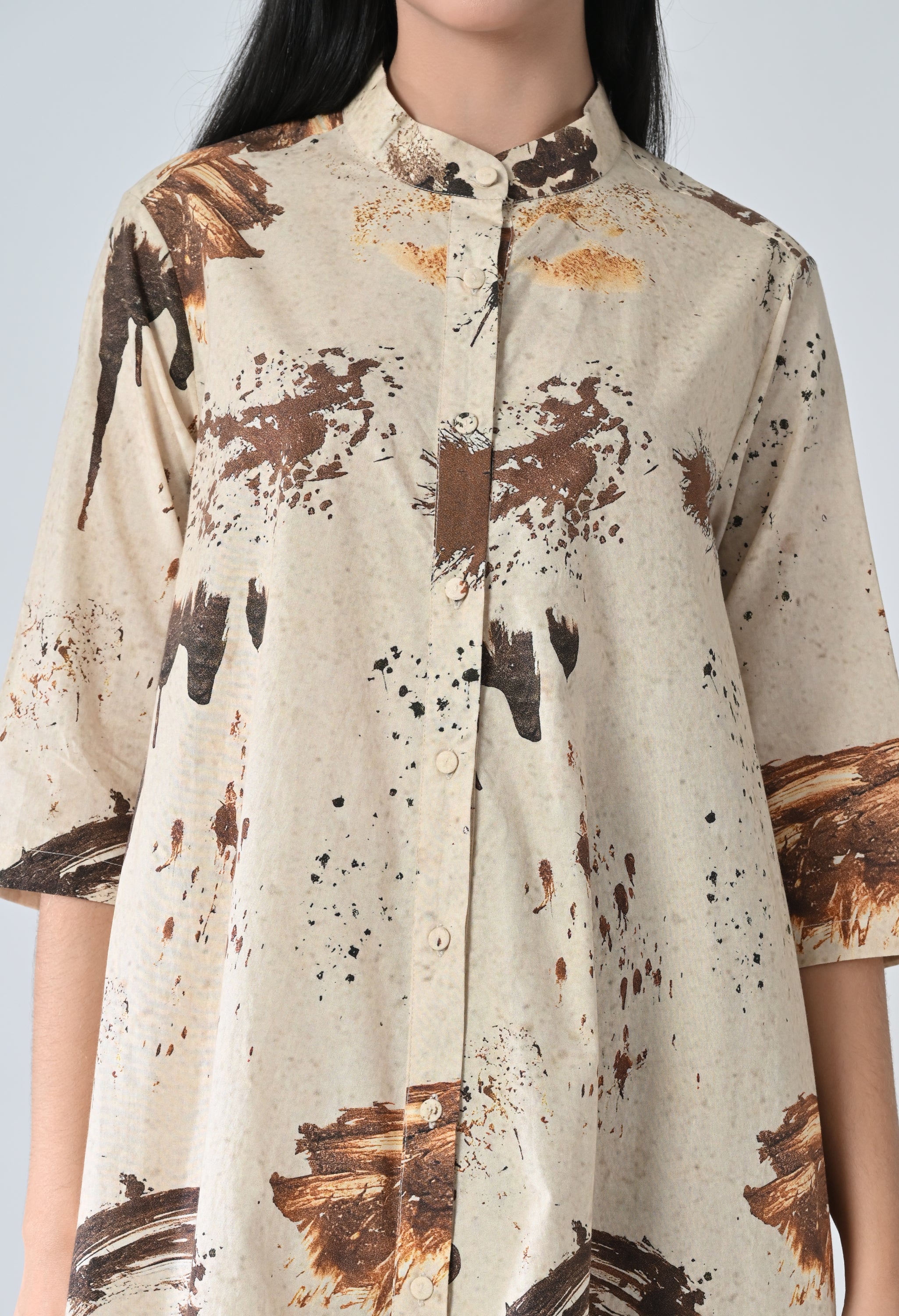 Sandstone Beige Echo Printed Dress