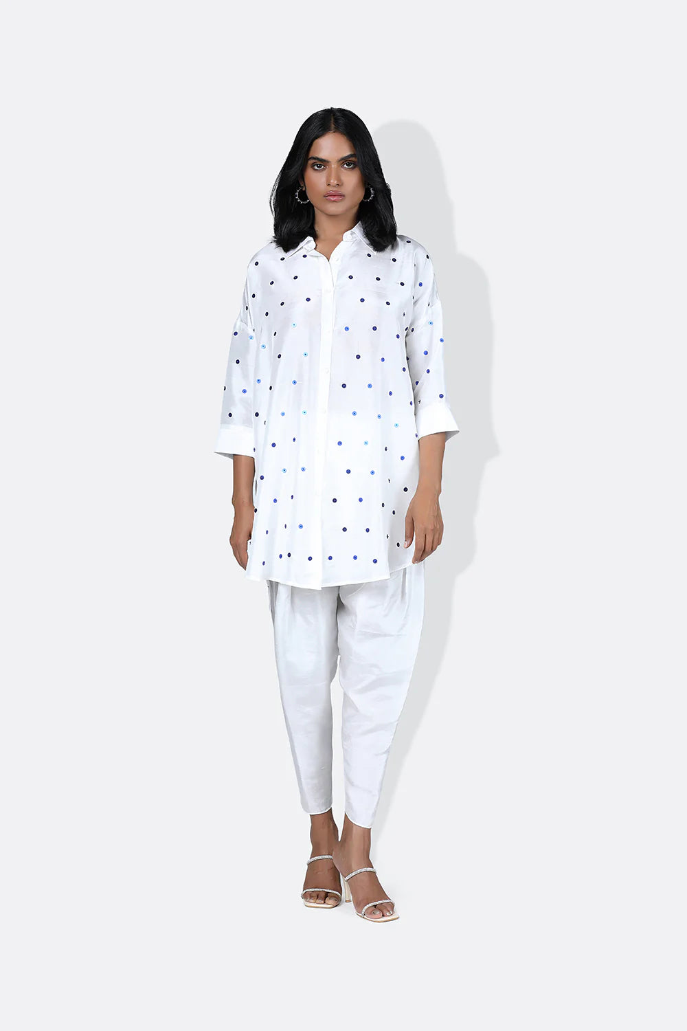 White With Electric Blue Lady Bug Shirt