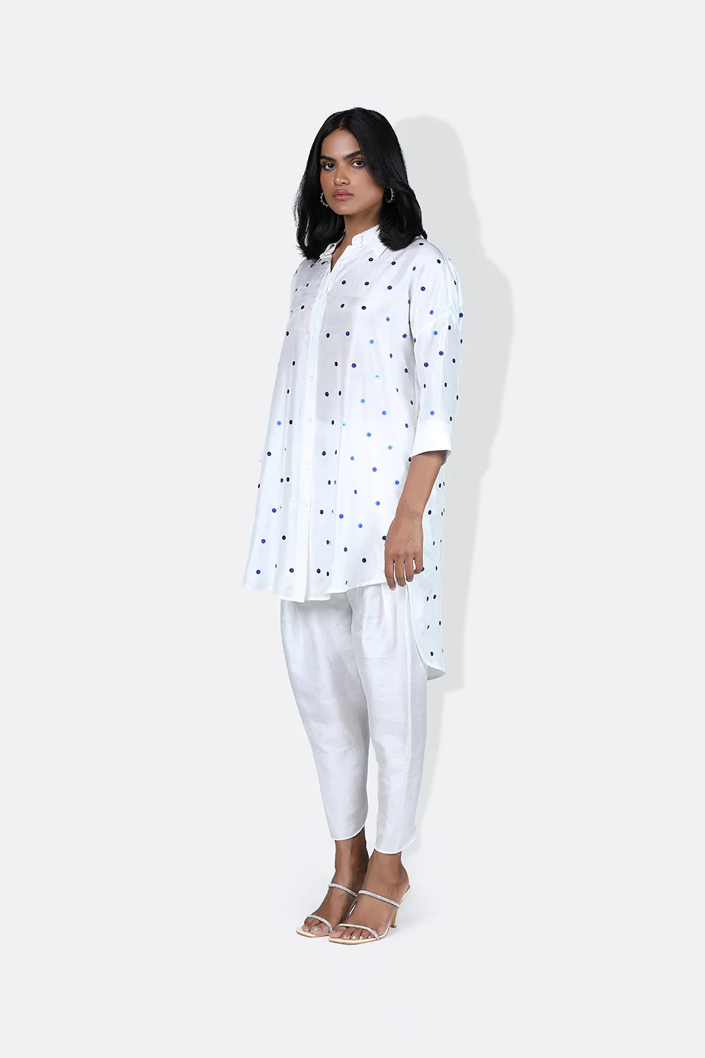 White With Electric Blue Lady Bug Shirt