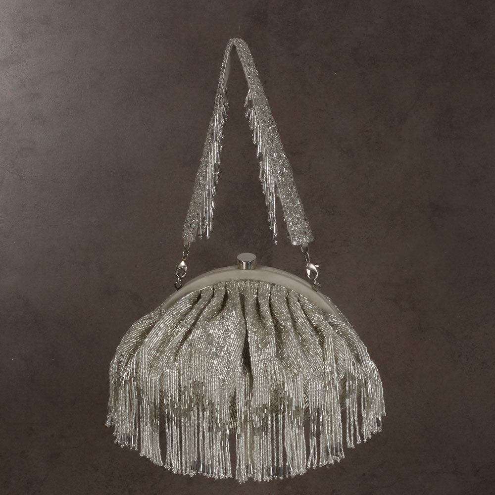 Firante Soft Pouch Lustrous Silver With Handle