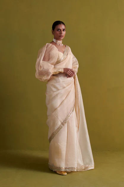 Gulbaug beige sari with blouse