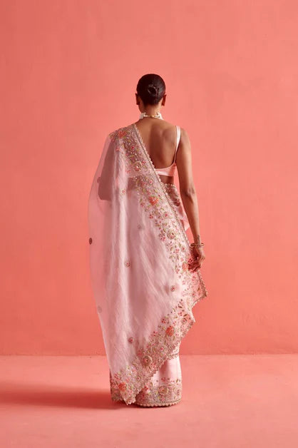 Gulbaug powder pink sari with blouse