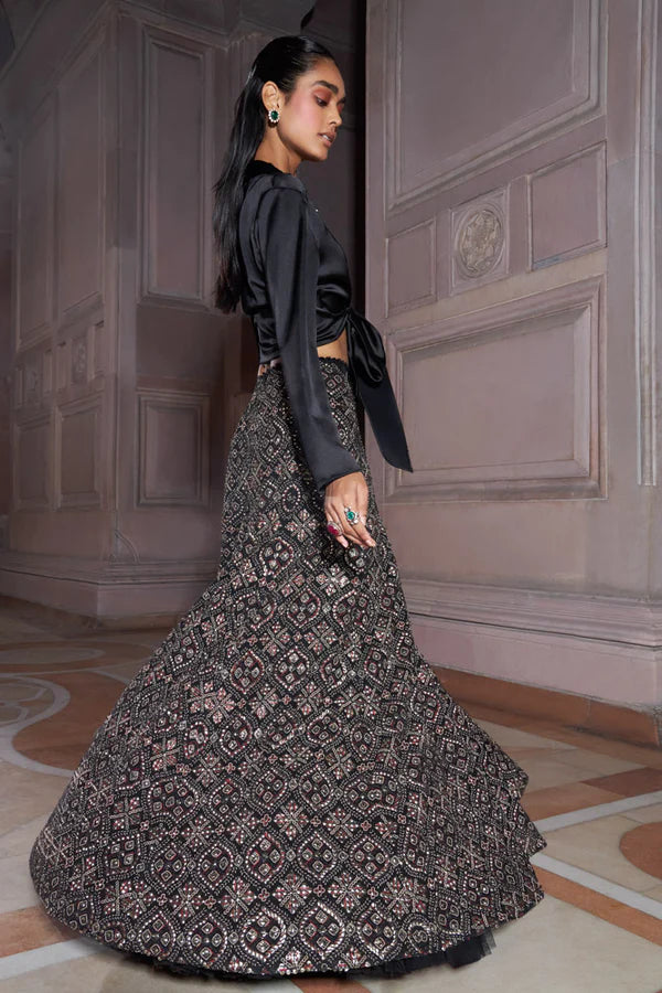 Black Zella Embellished Skirt Set