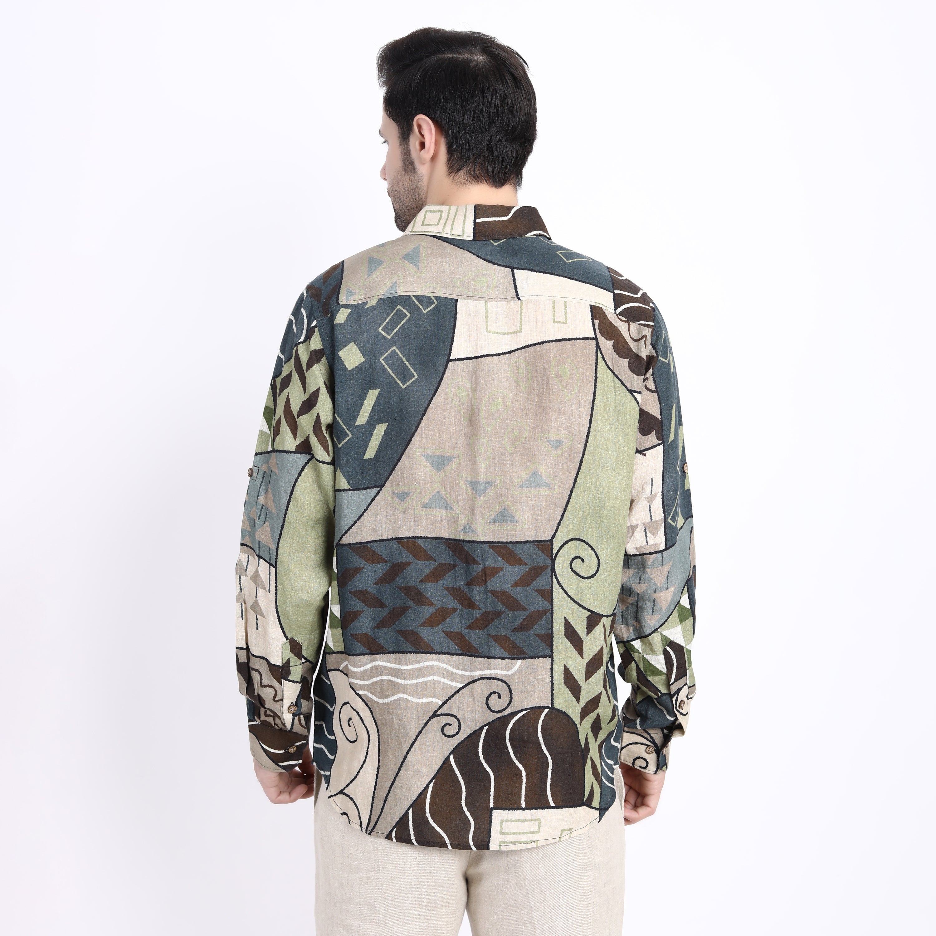 Spiral Print Linen Shirt