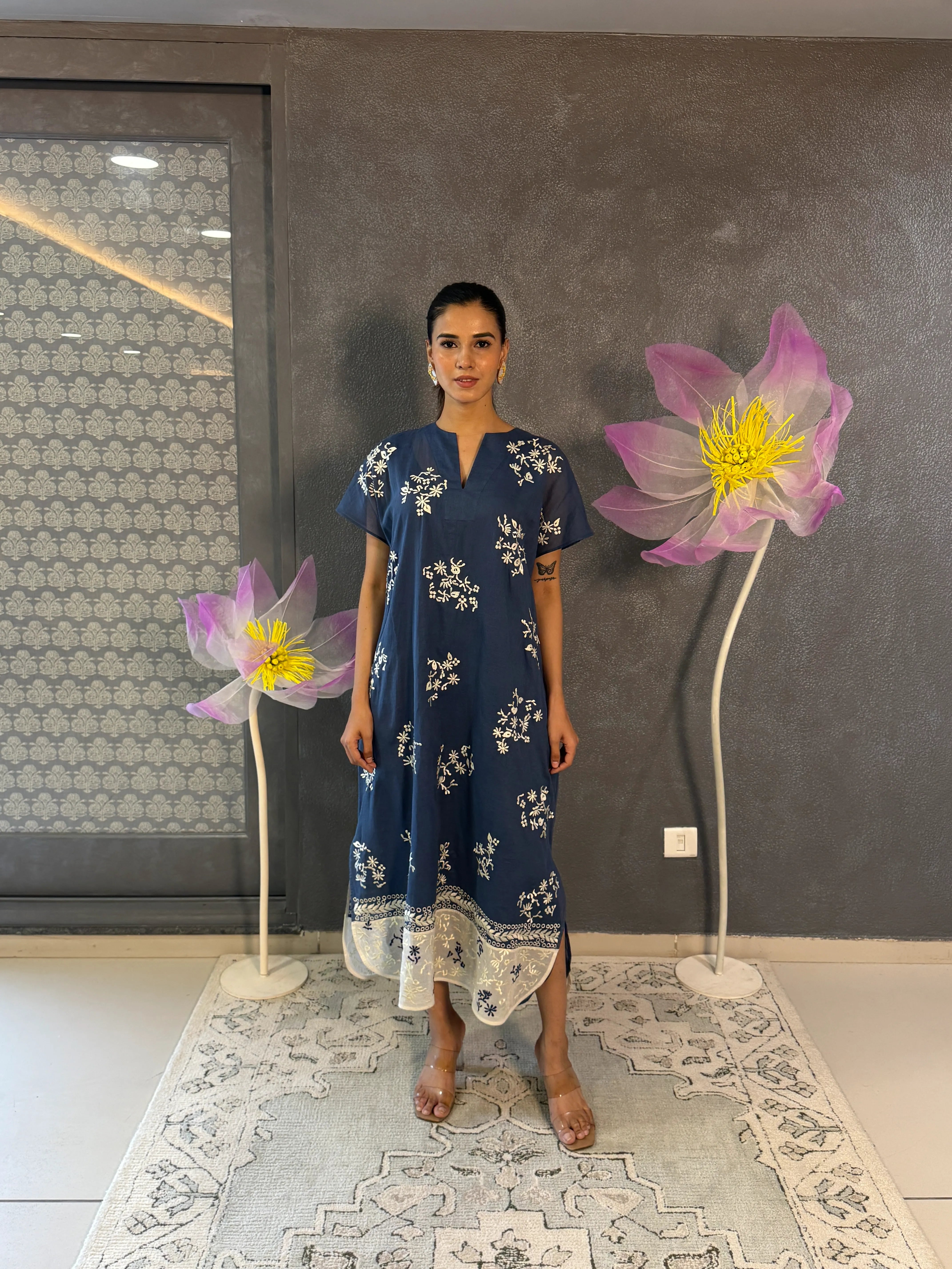 Space Ecru Handloom Cotton Dress
