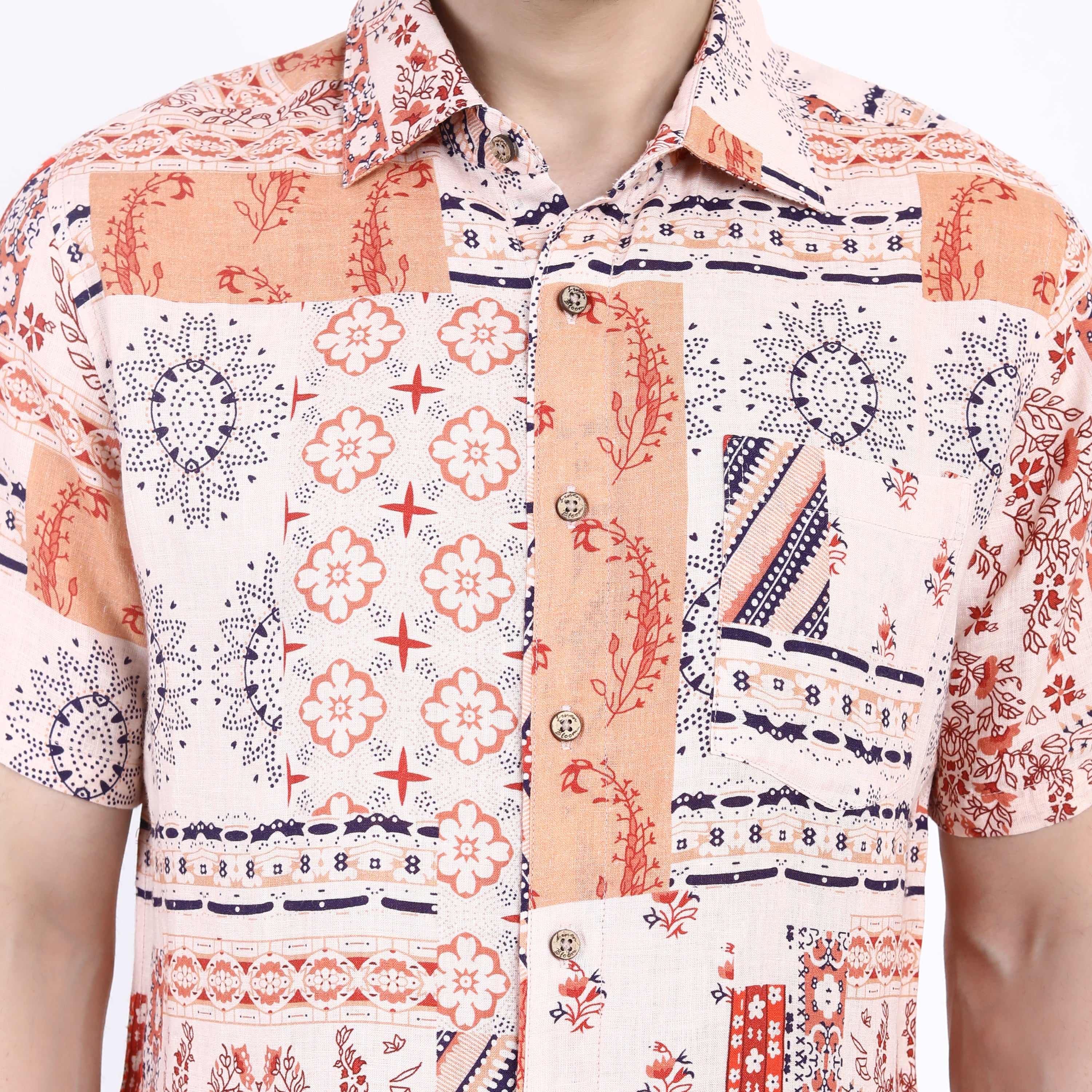 Jakarta Print Linen Half Sleeve Shirt