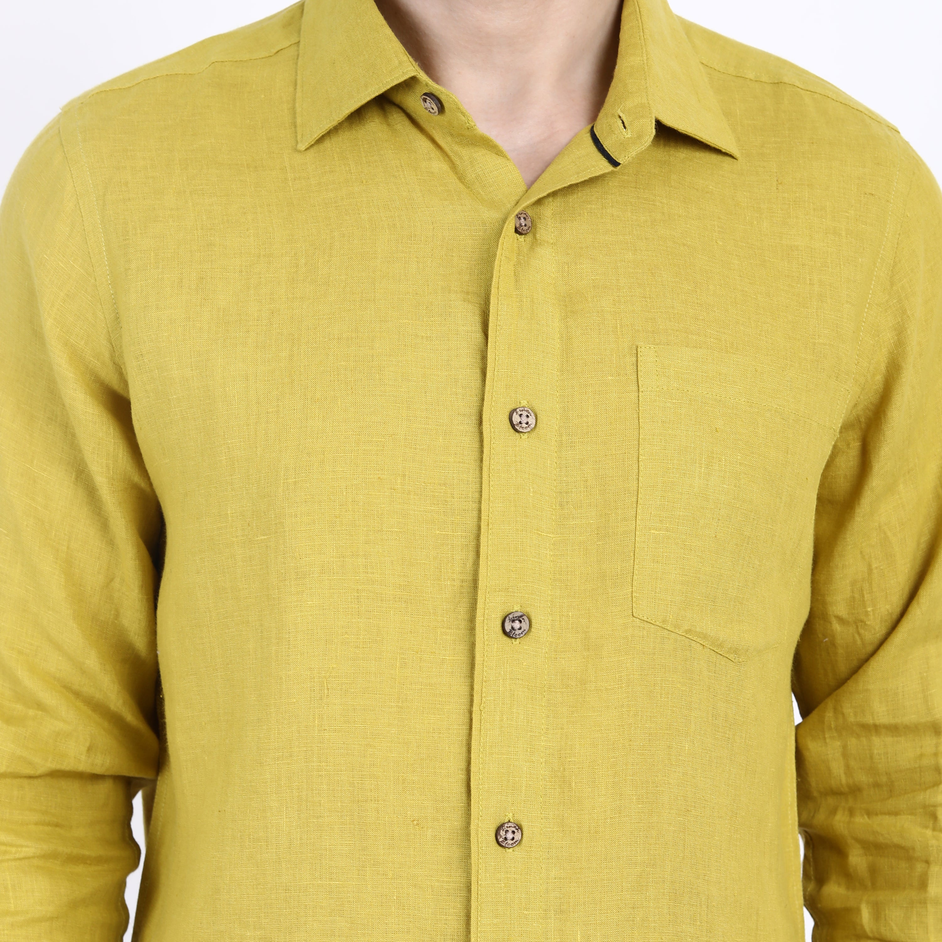 Lime Solid Linen Shirt