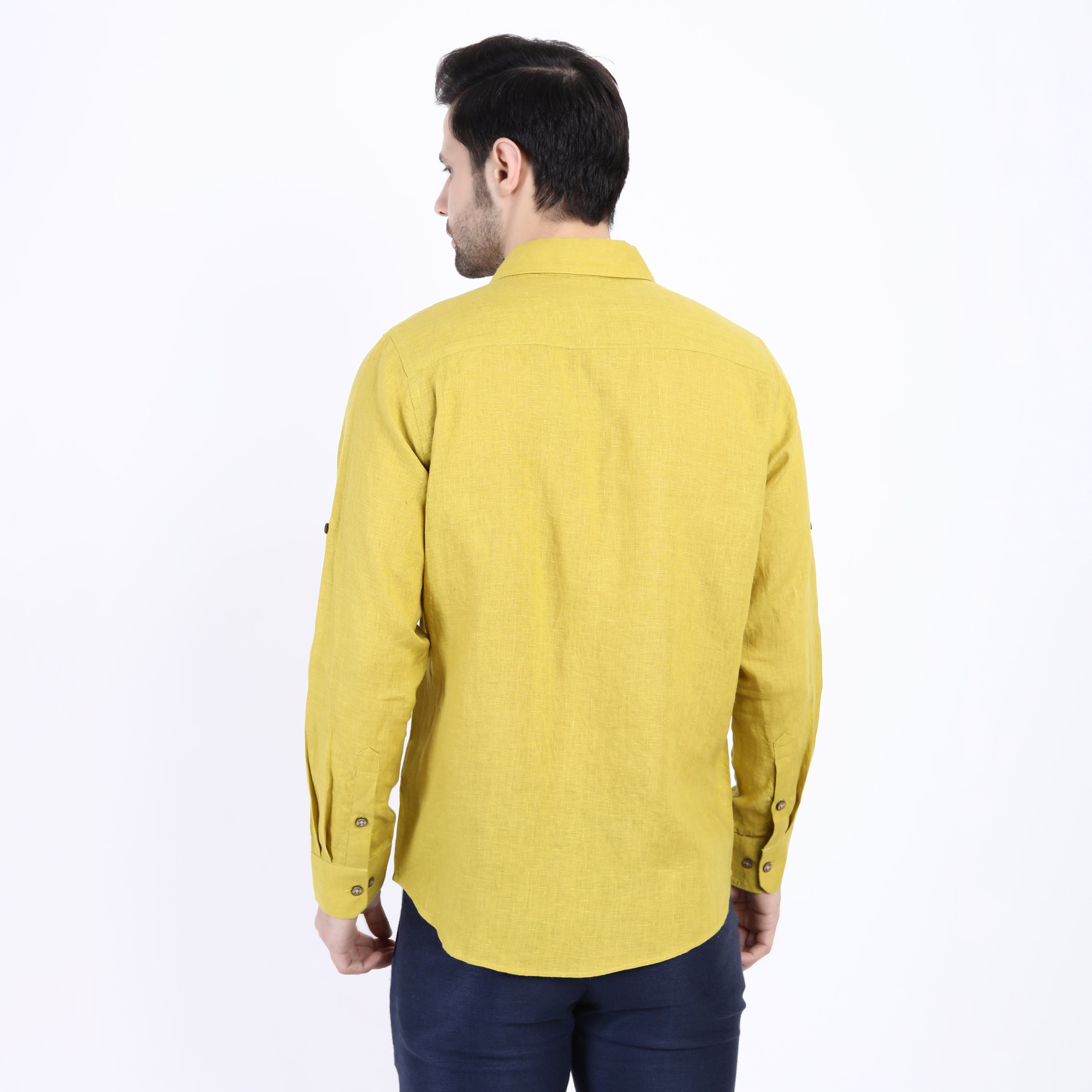 Lime Solid Linen Shirt