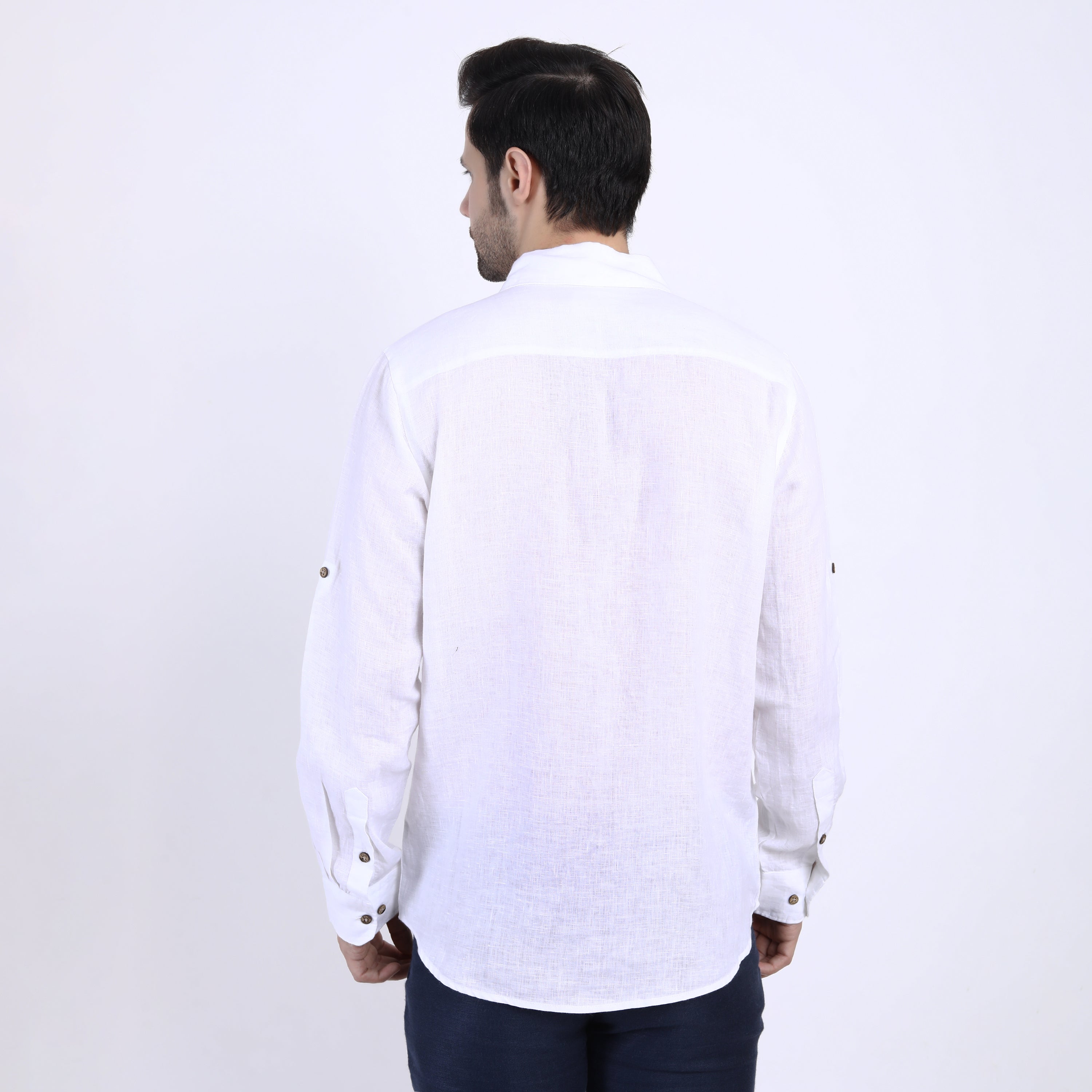 White Tiger Embroidered Linen Shirt