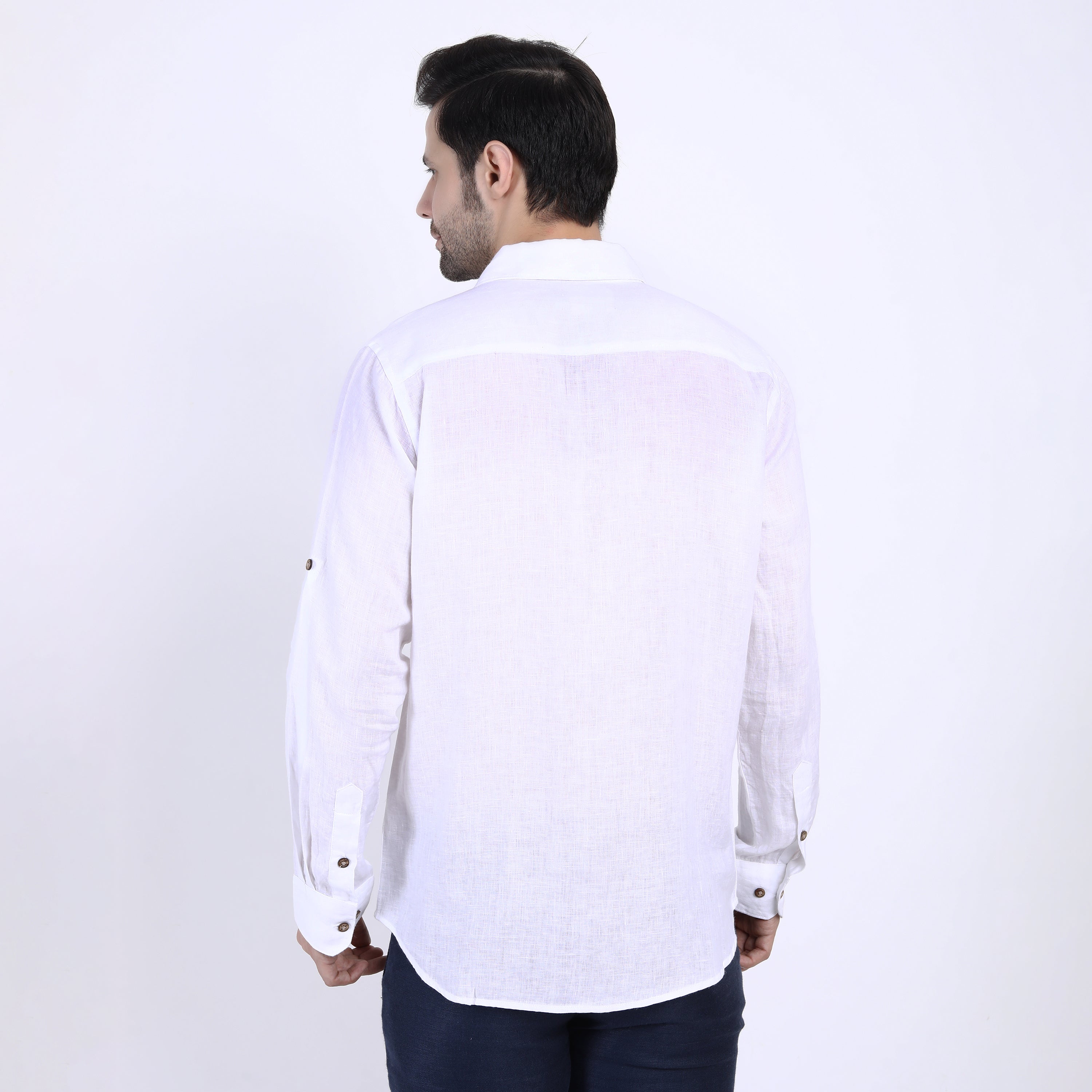 Red Macaw Embroidered Linen Shirt