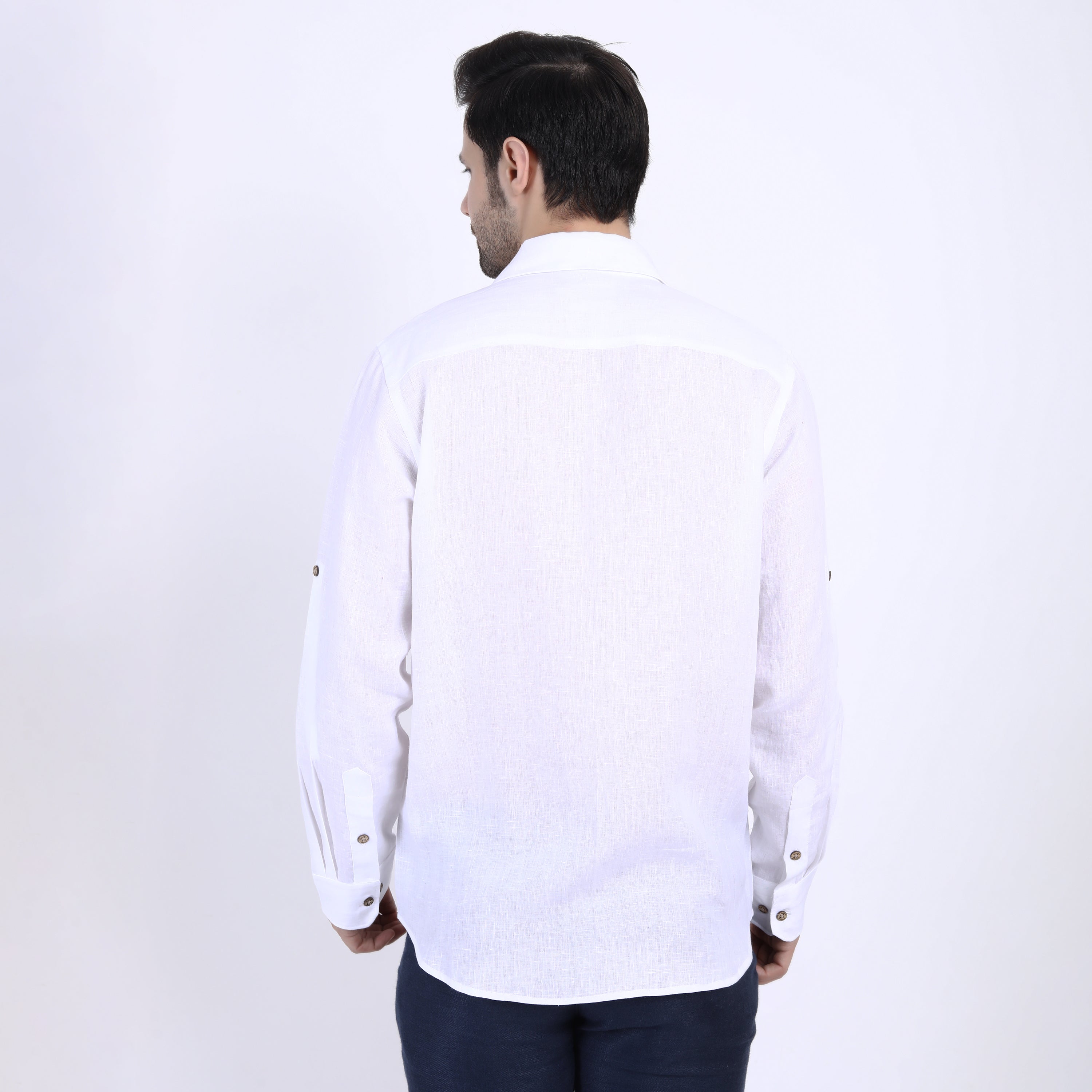 White Simba Embroidered Linen Shirt