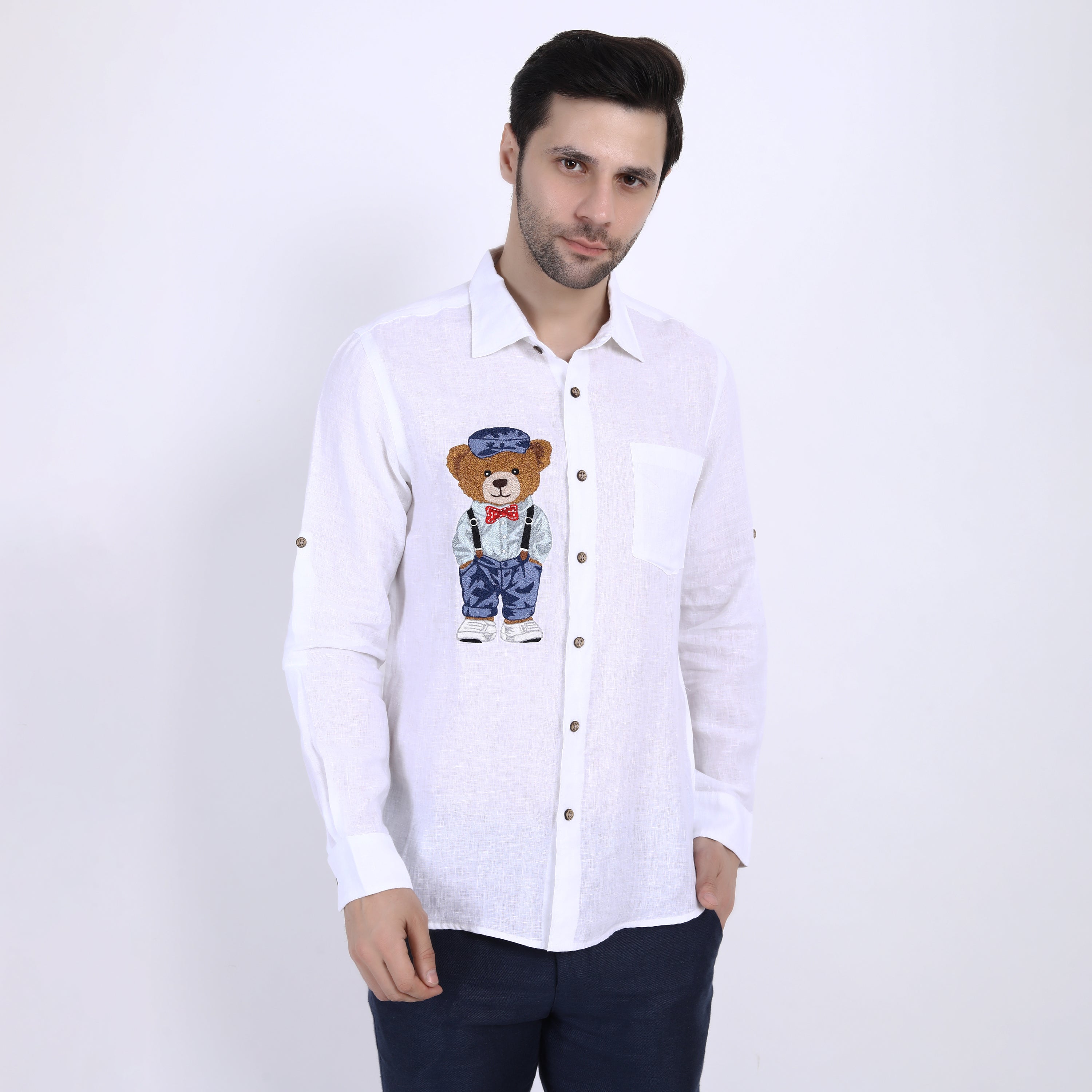 Boss Teddy Embroidered Linen Shirt