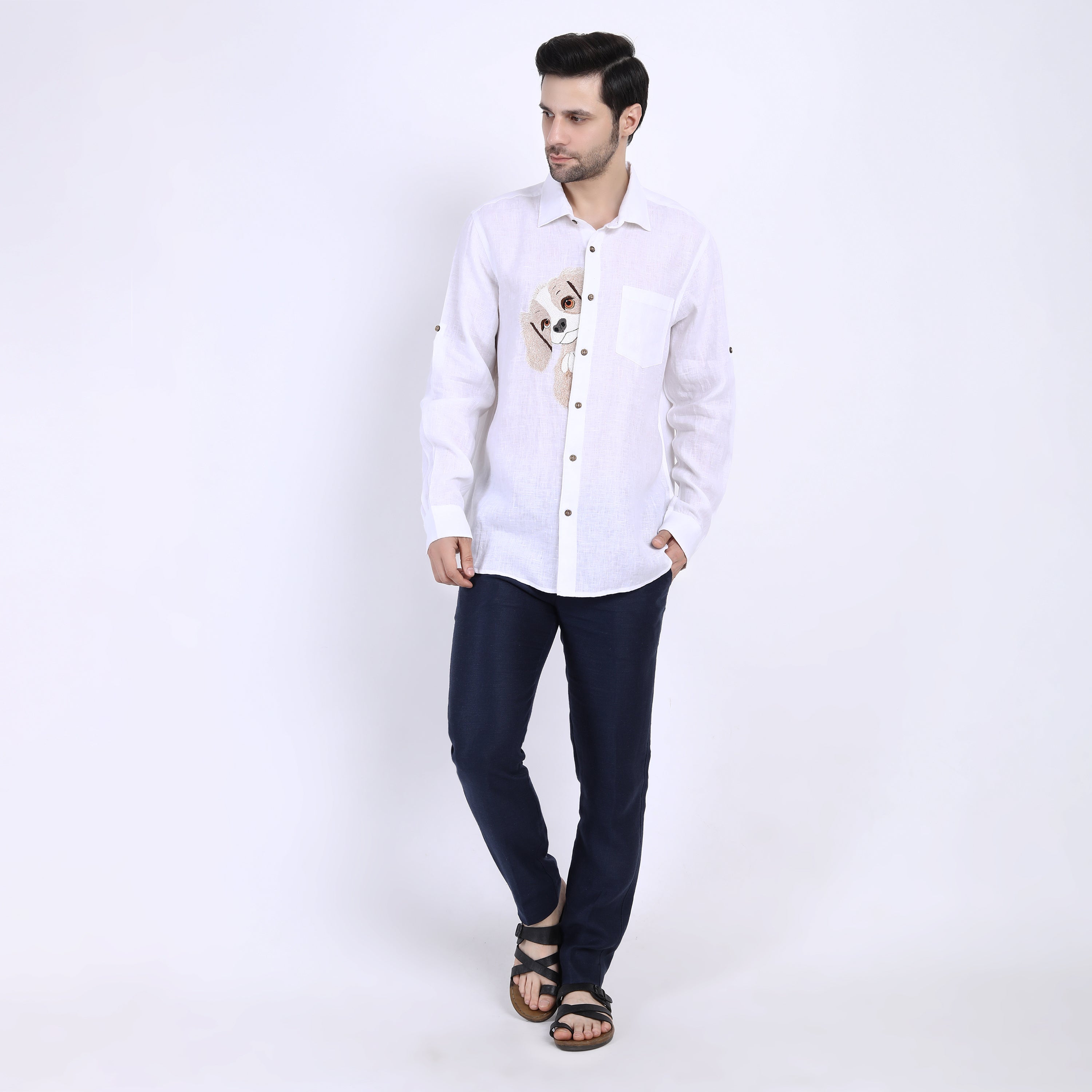 White Coco Embroidered Linen Shirt