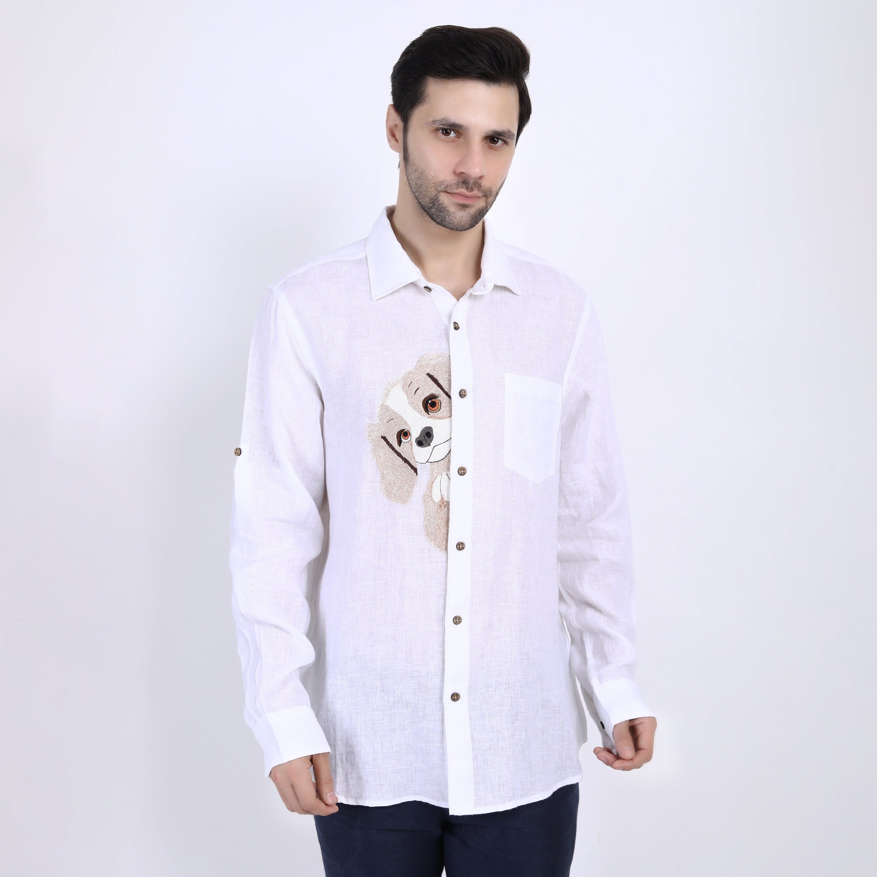 White Coco Embroidered Linen Shirt