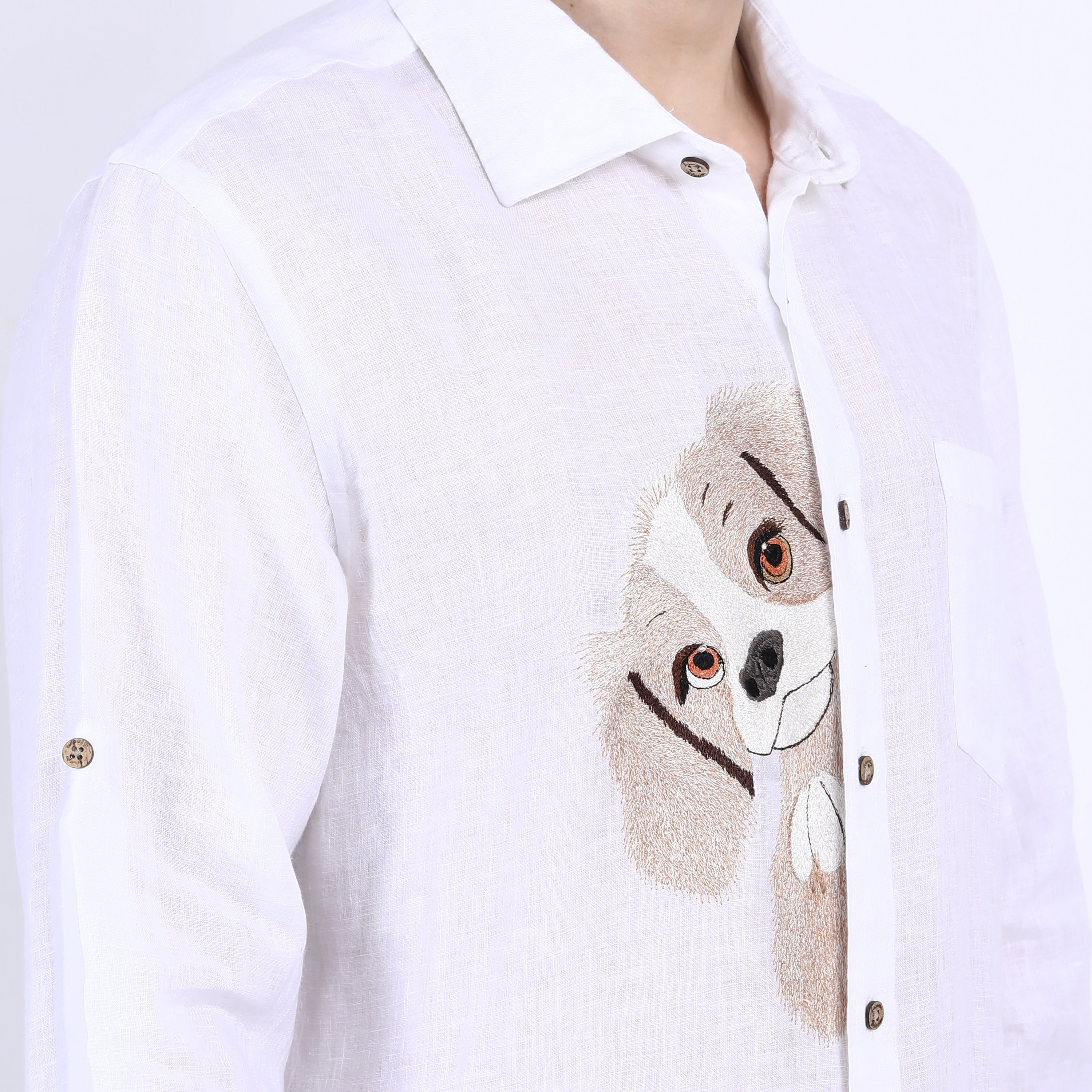 White Coco Embroidered Linen Shirt
