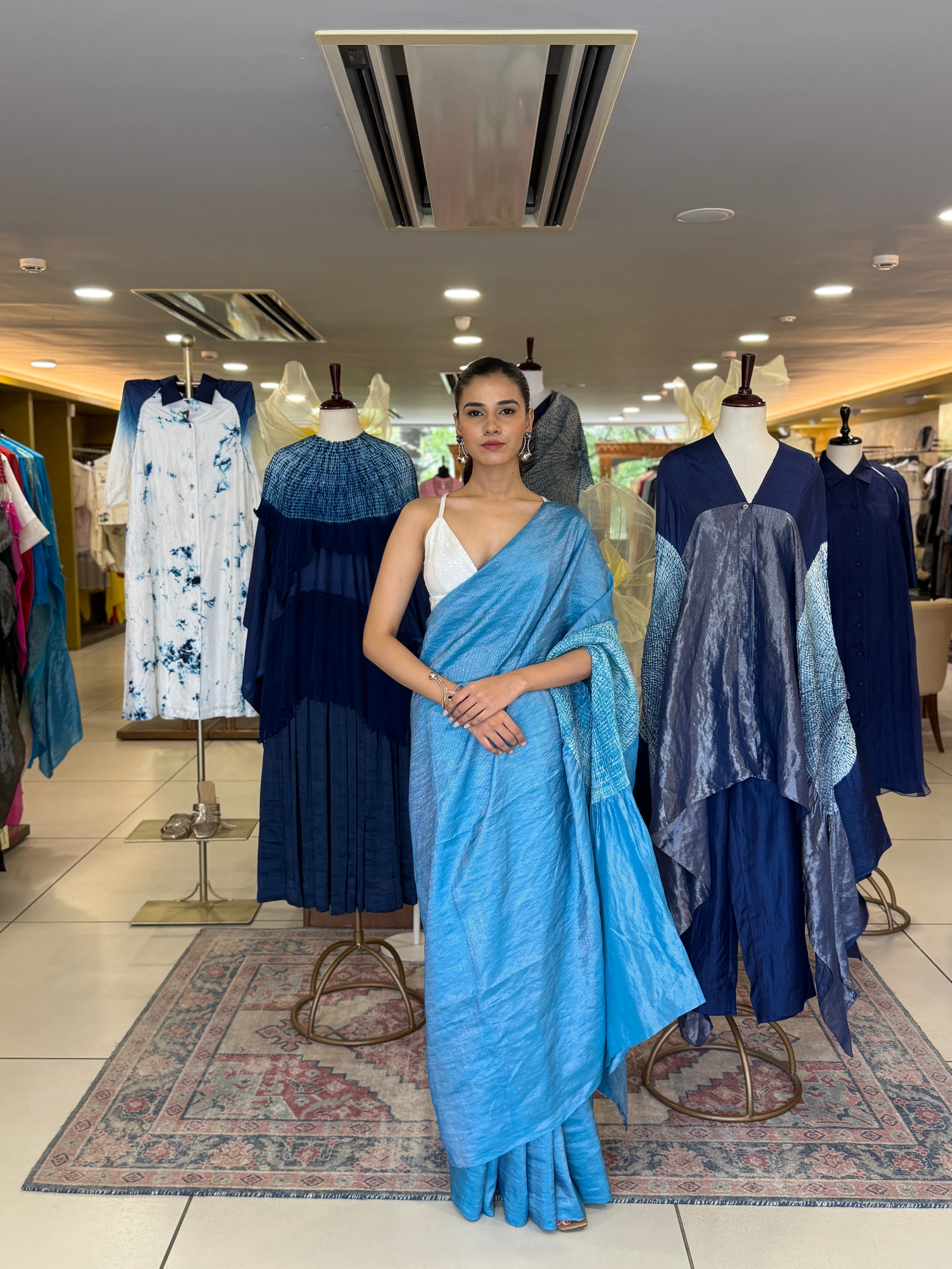 Handsfree Saree - Metallic Methyl Blue