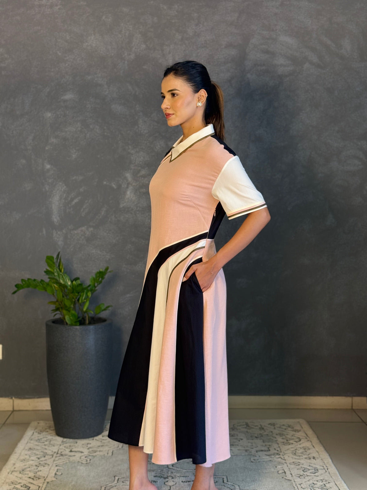 Asymmetrical Colorblocked Dress