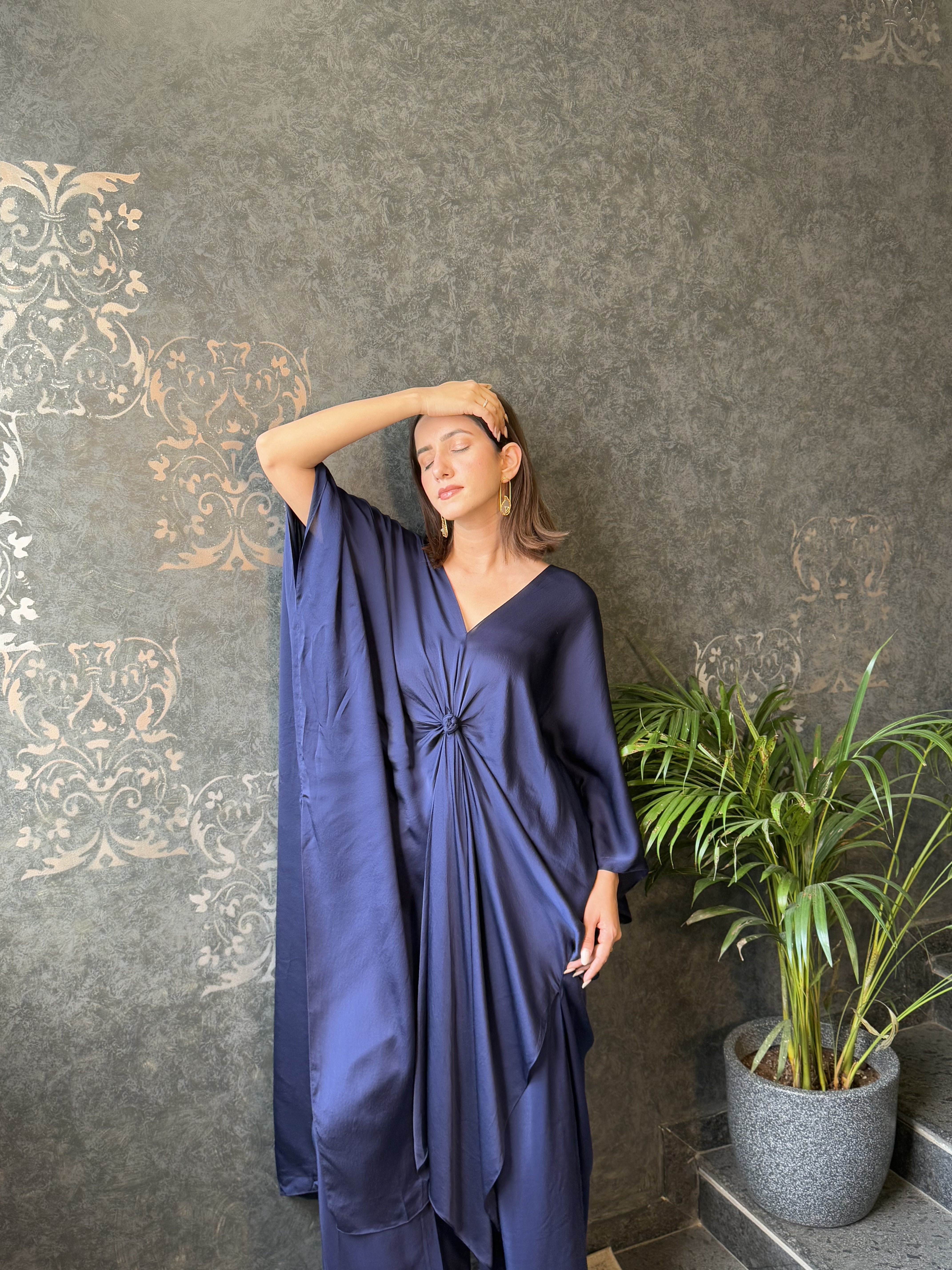 Navy Blue Front Knot Tunic & Pant