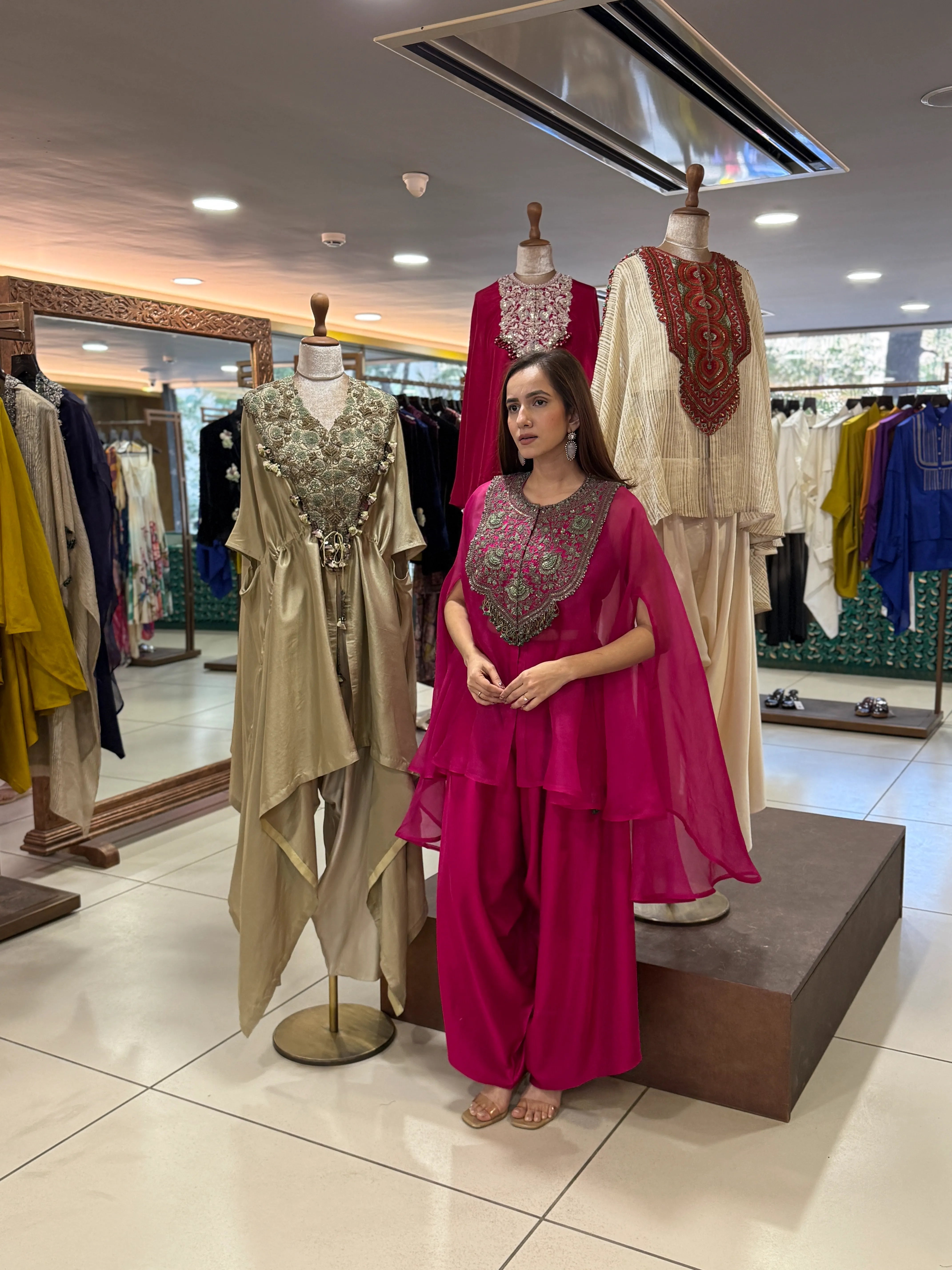 Fuschia Tissue Thread Work Cape Set