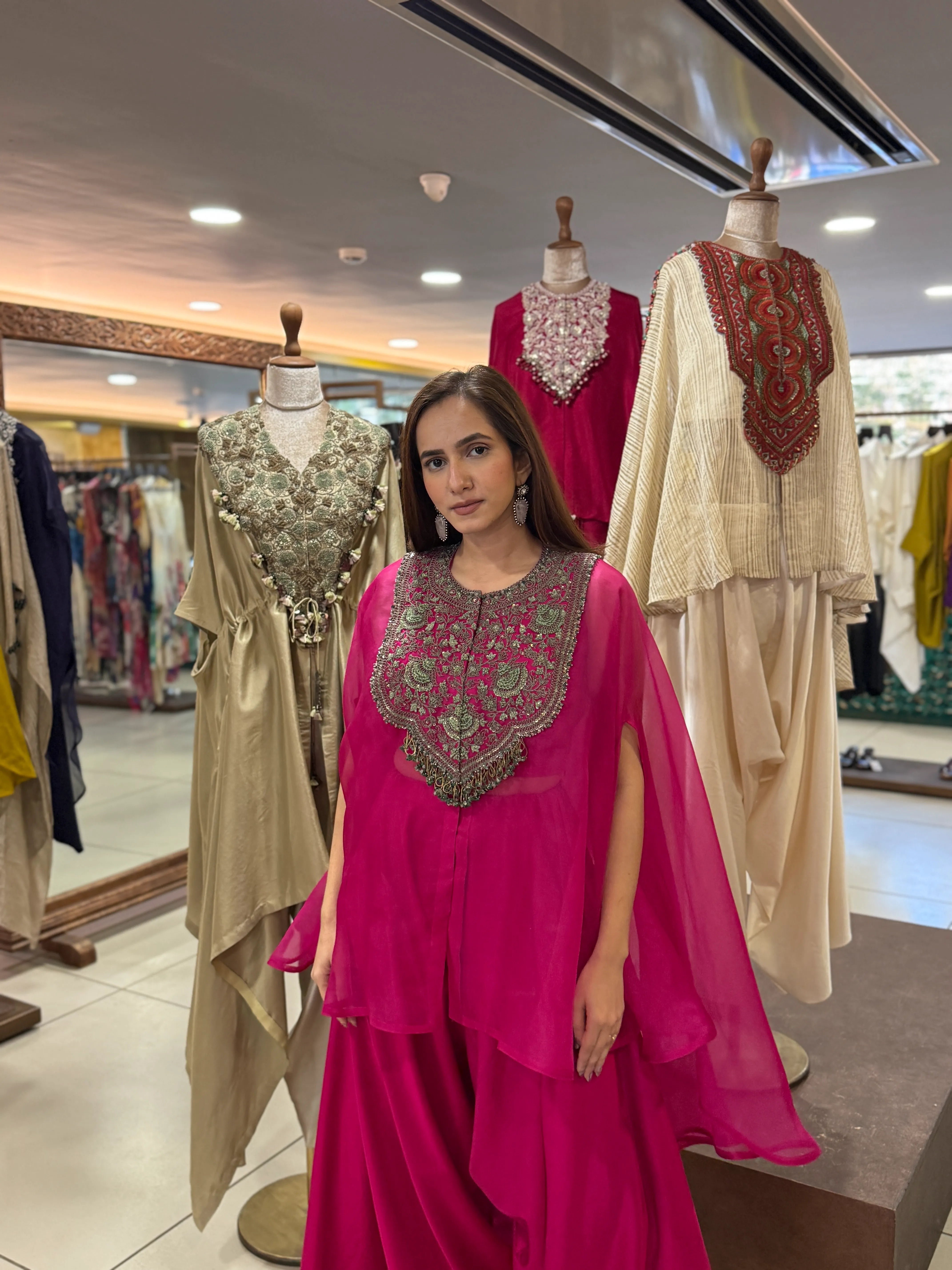 Fuschia Tissue Thread Work Cape Set