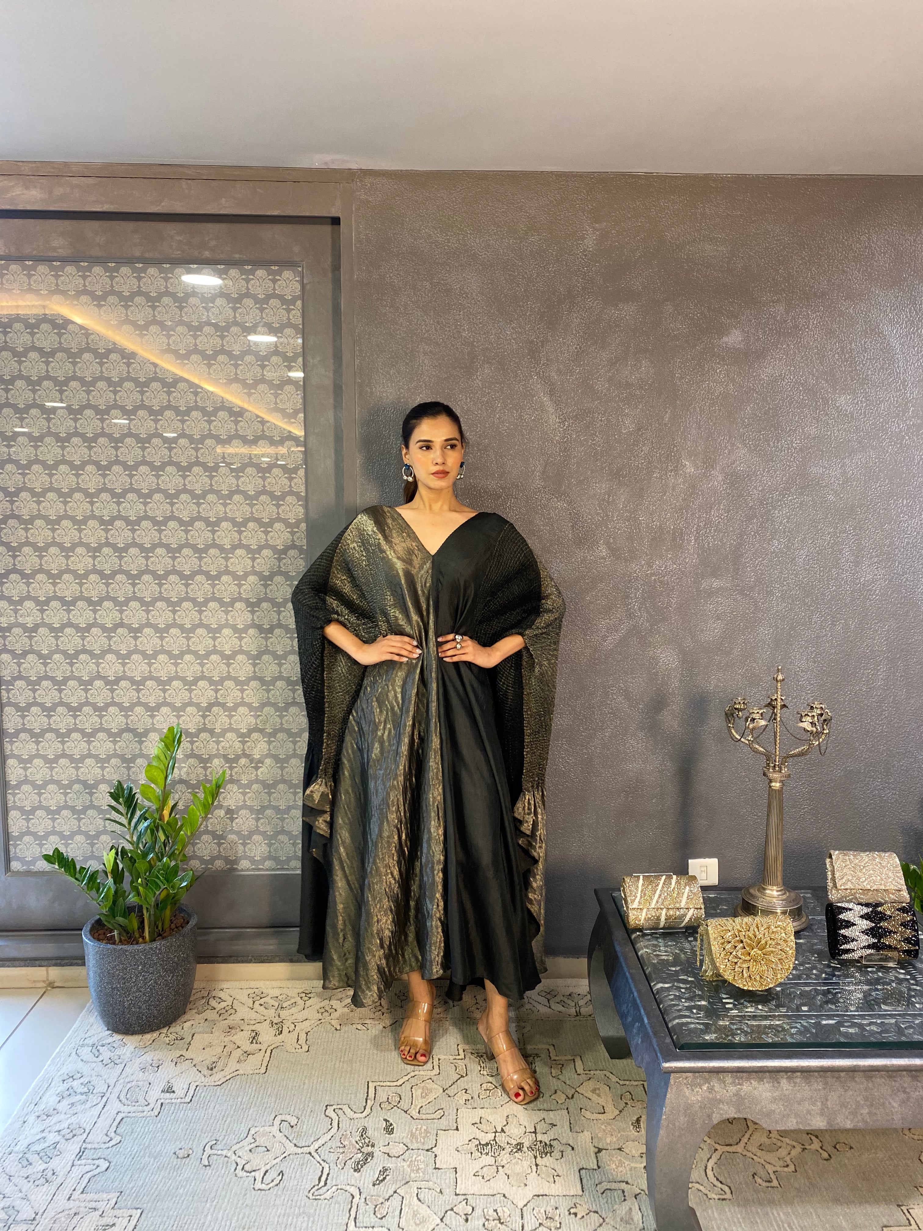 Metallic Sleeve Dress