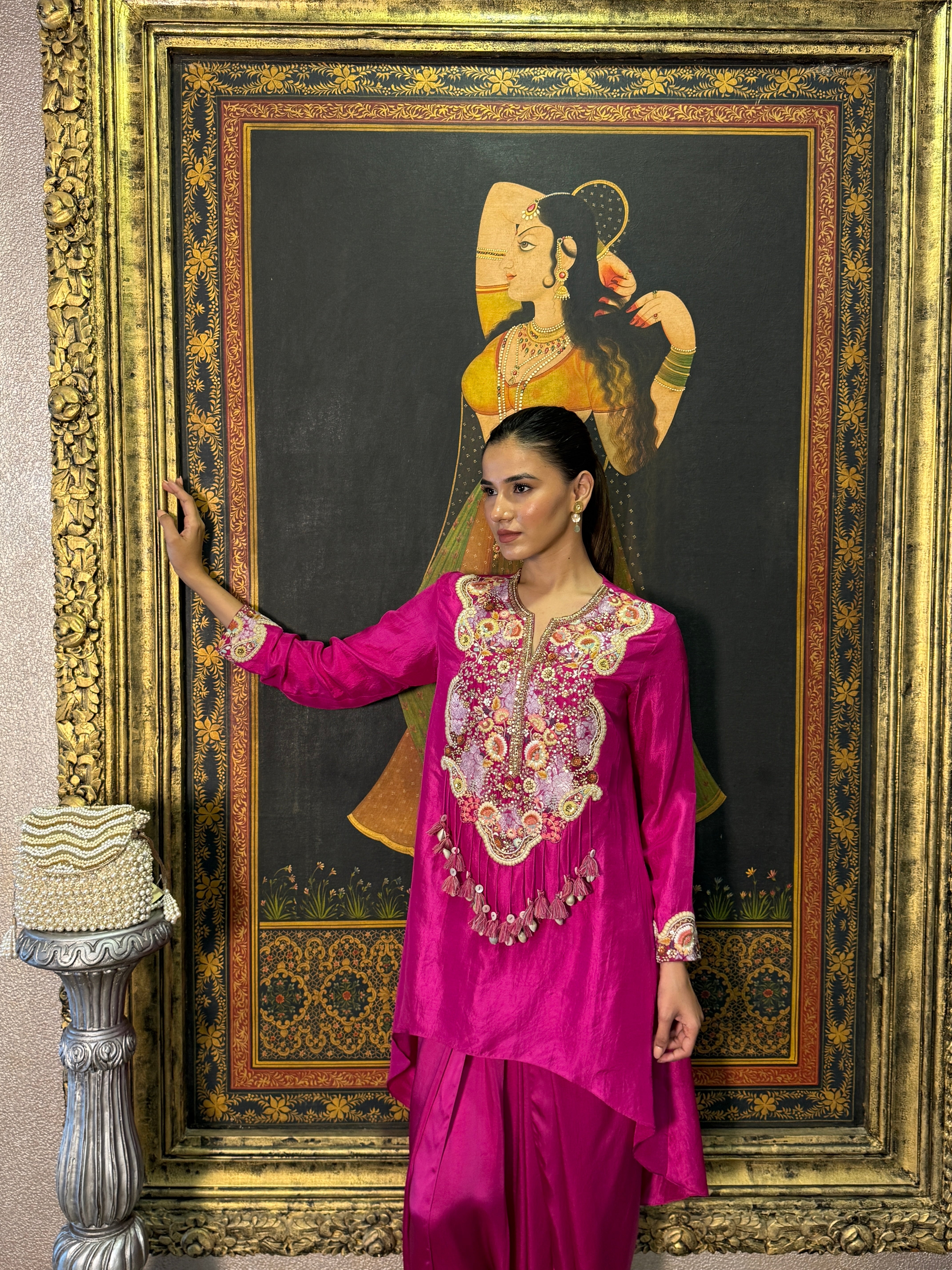Fuchsia Pink Short kurti set