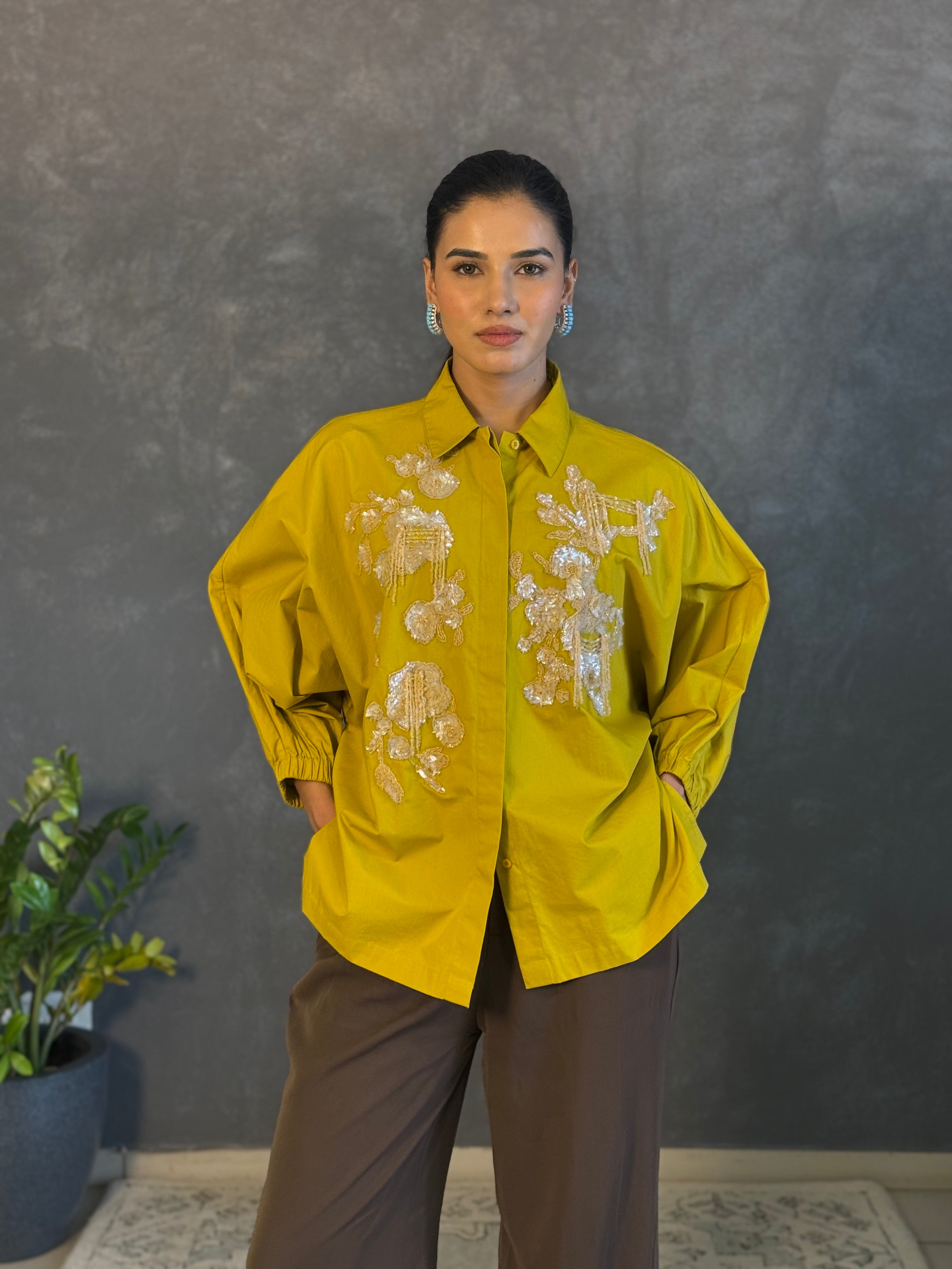 Cotton Embroidered Handcrafted Oversized Shirt