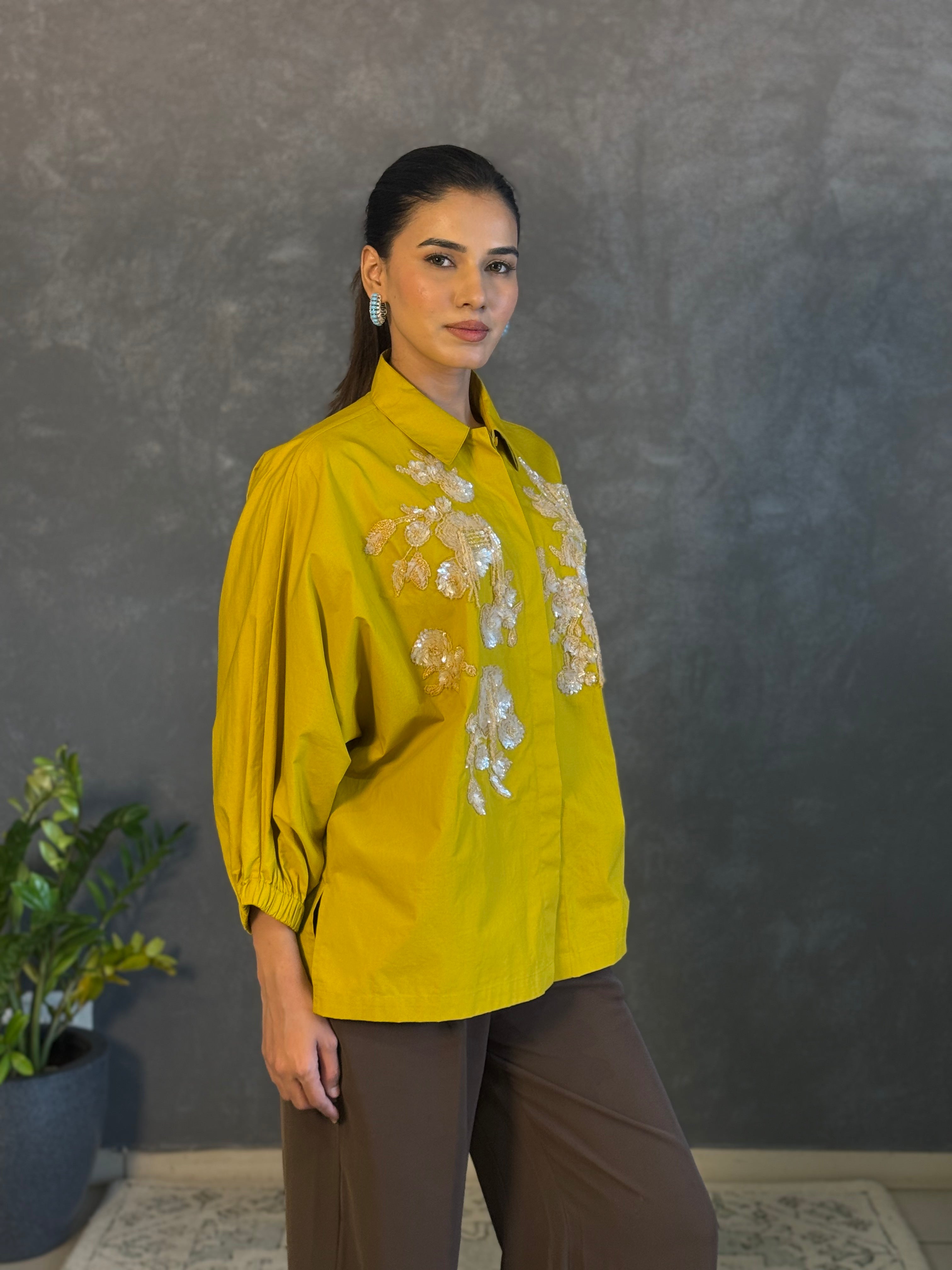 Cotton Embroidered Handcrafted Oversized Shirt