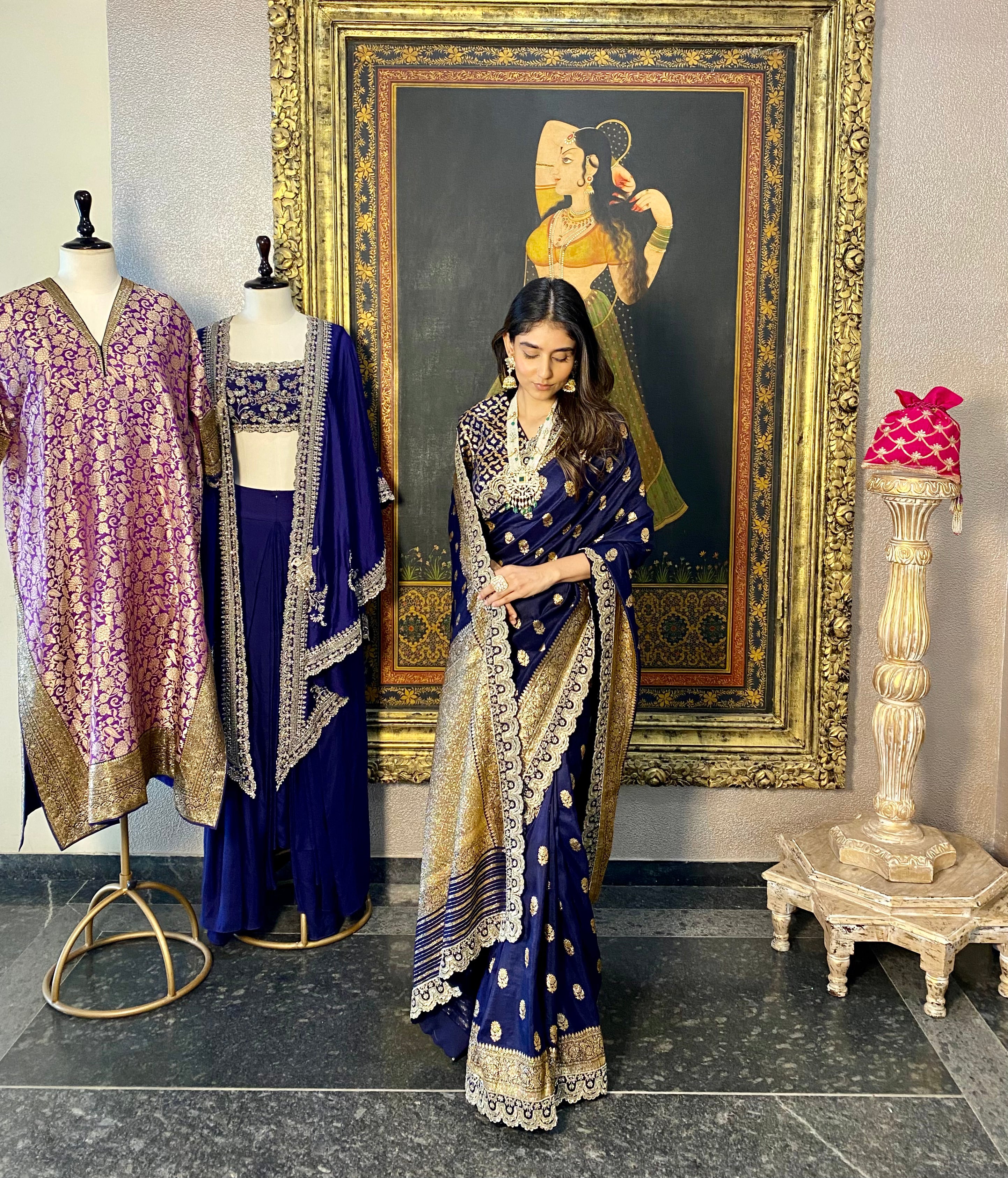 PURPLE BANARAS SAREE SET