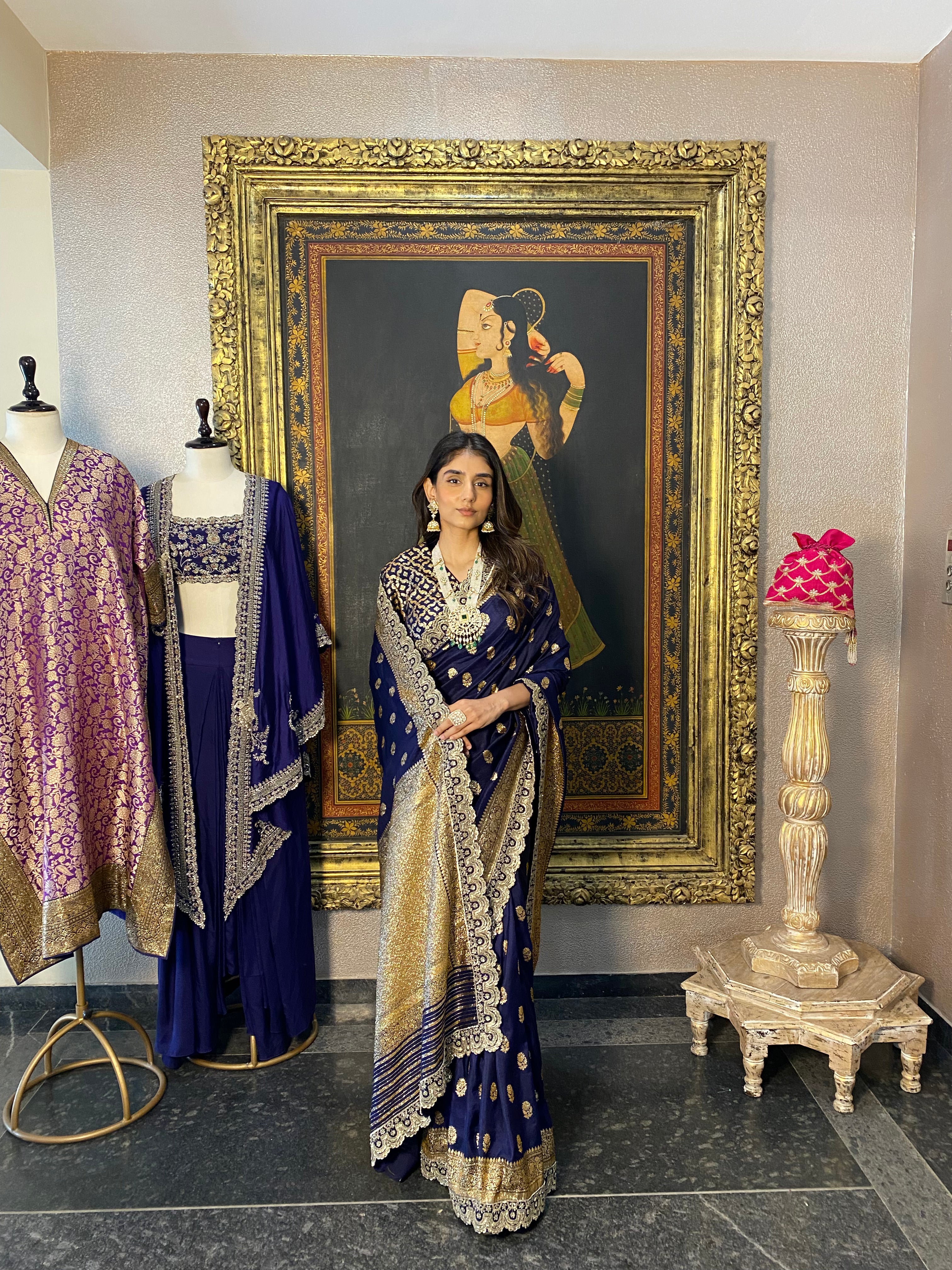 PURPLE BANARAS SAREE SET