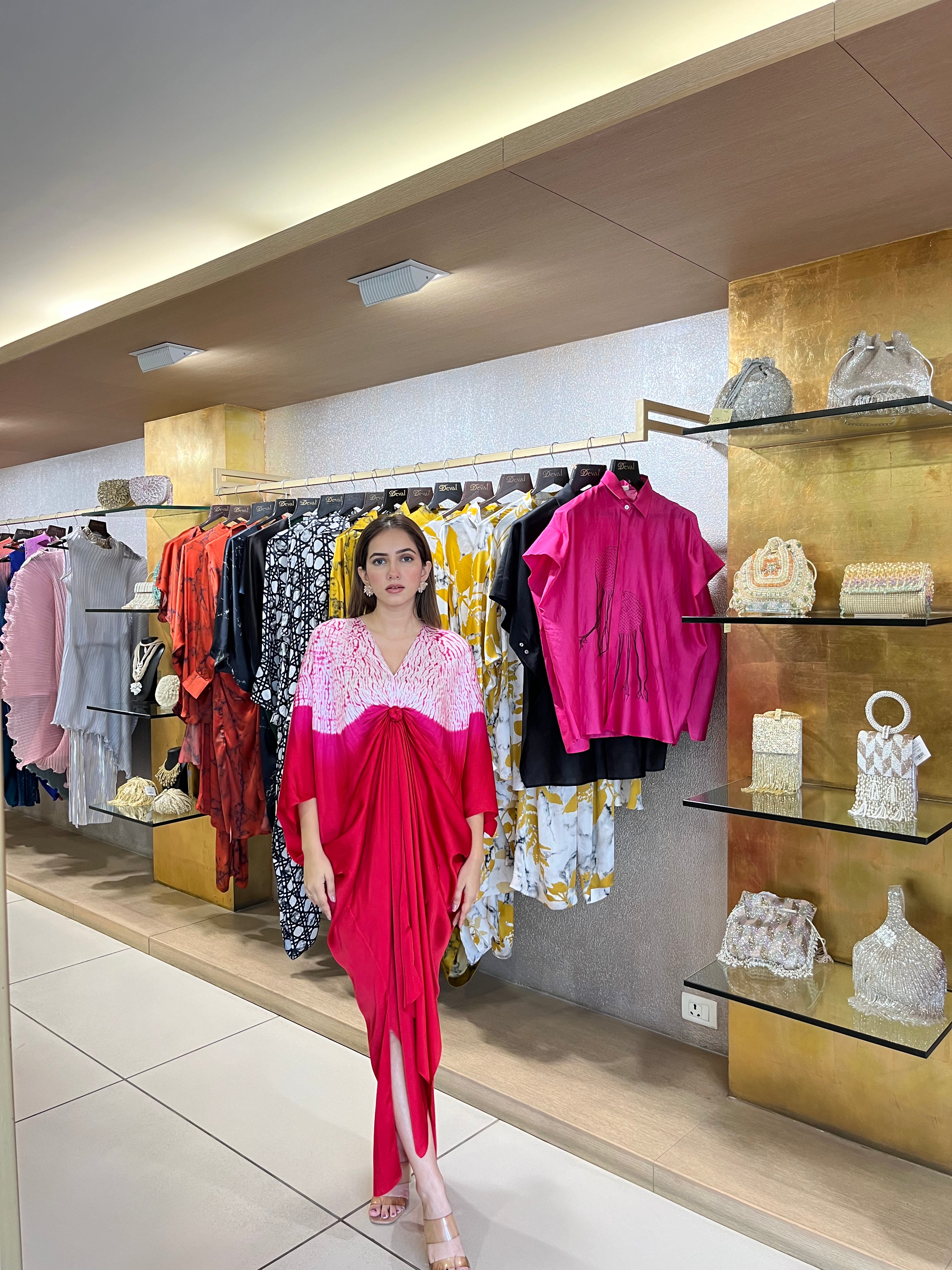 Red Pink Shibori Kaftan