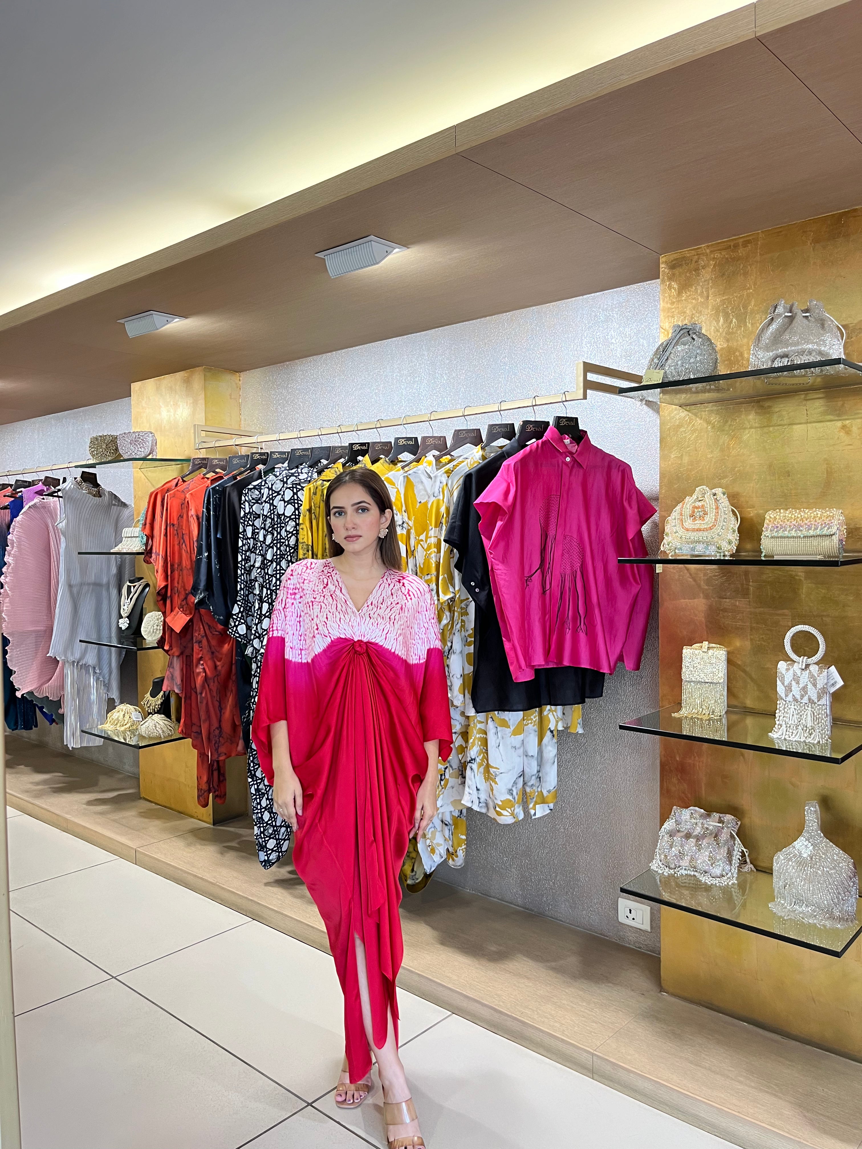 Red Pink Shibori Kaftan