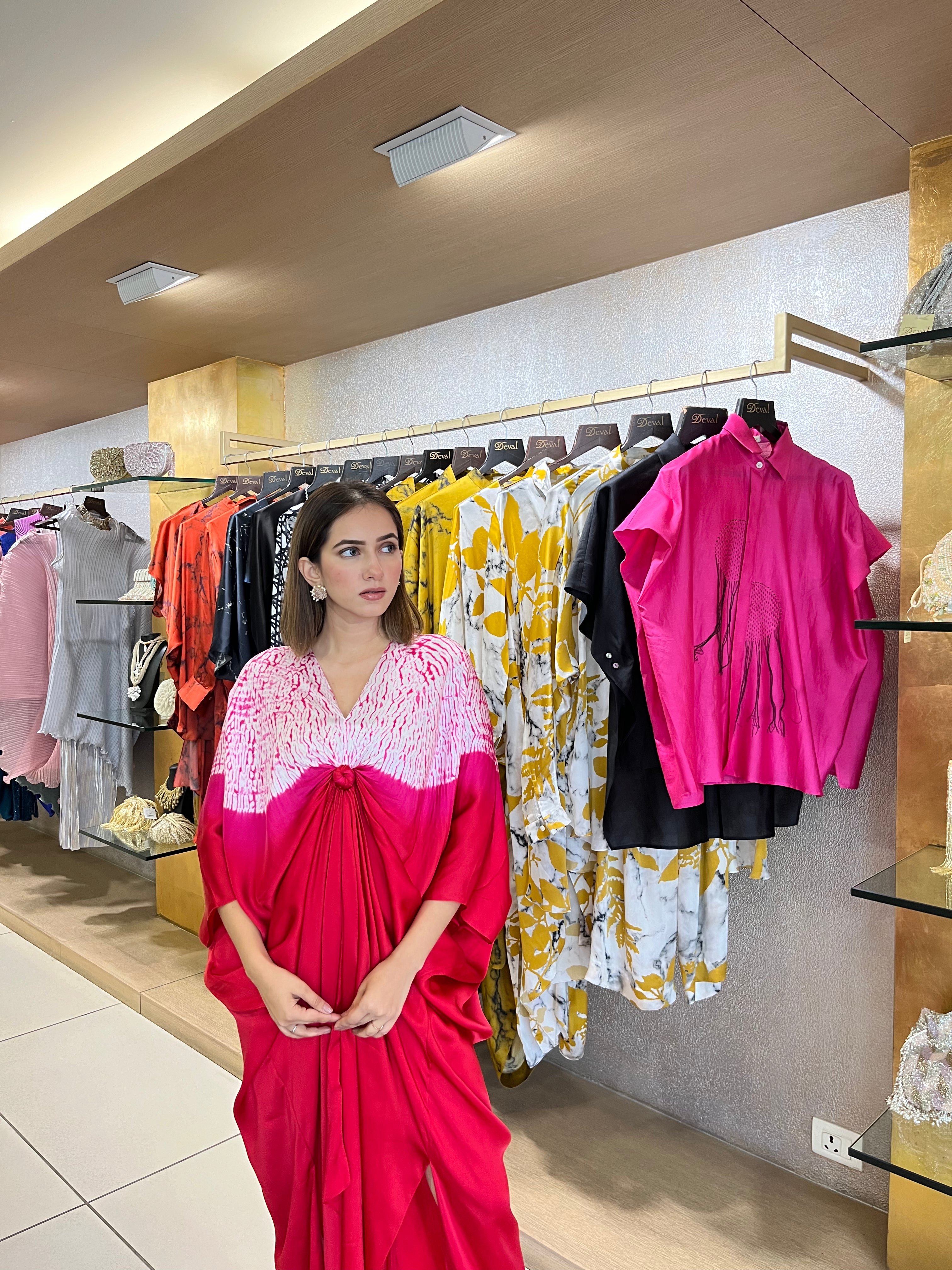 Red Pink Shibori Kaftan