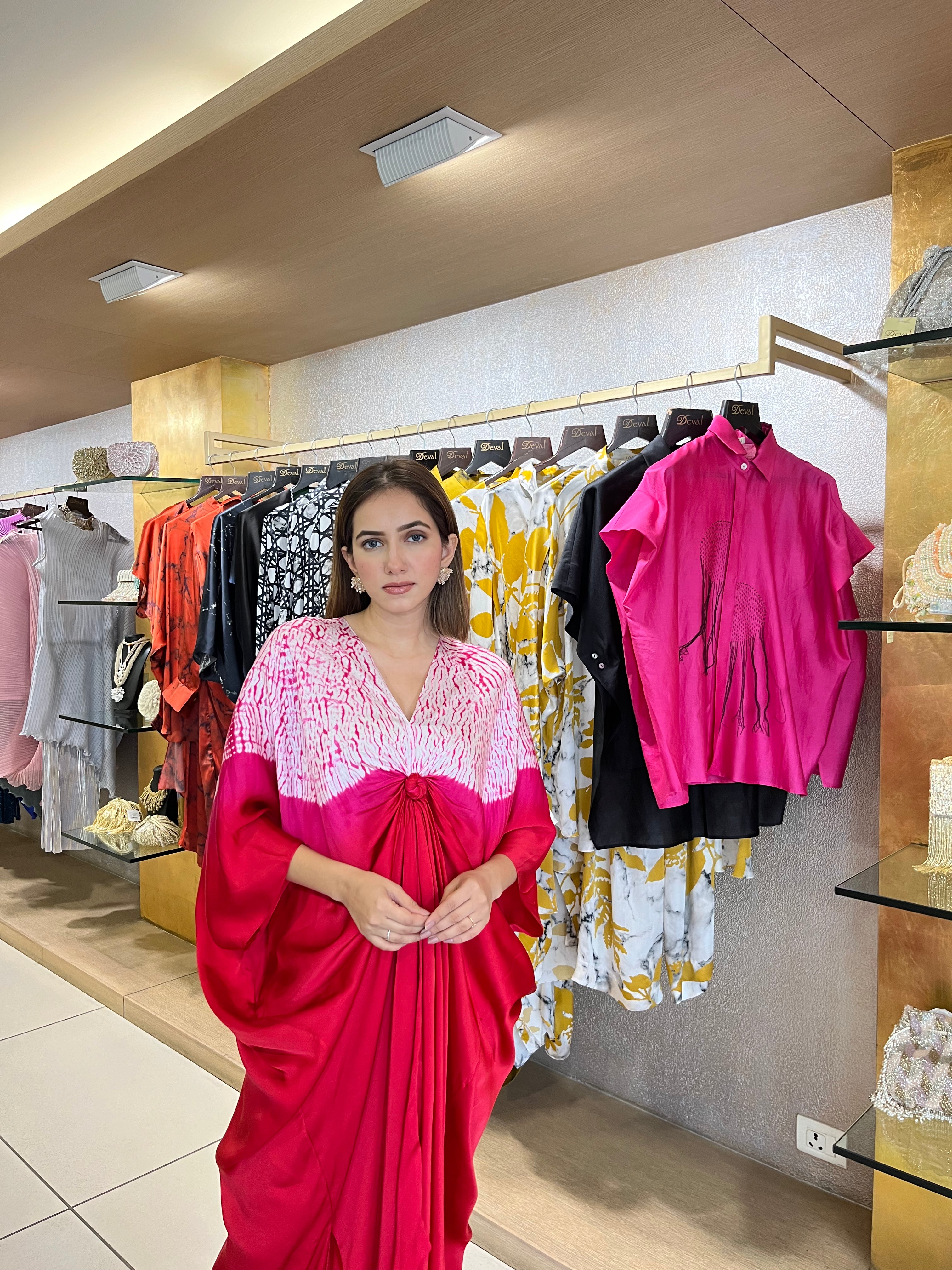 Red Pink Shibori Kaftan