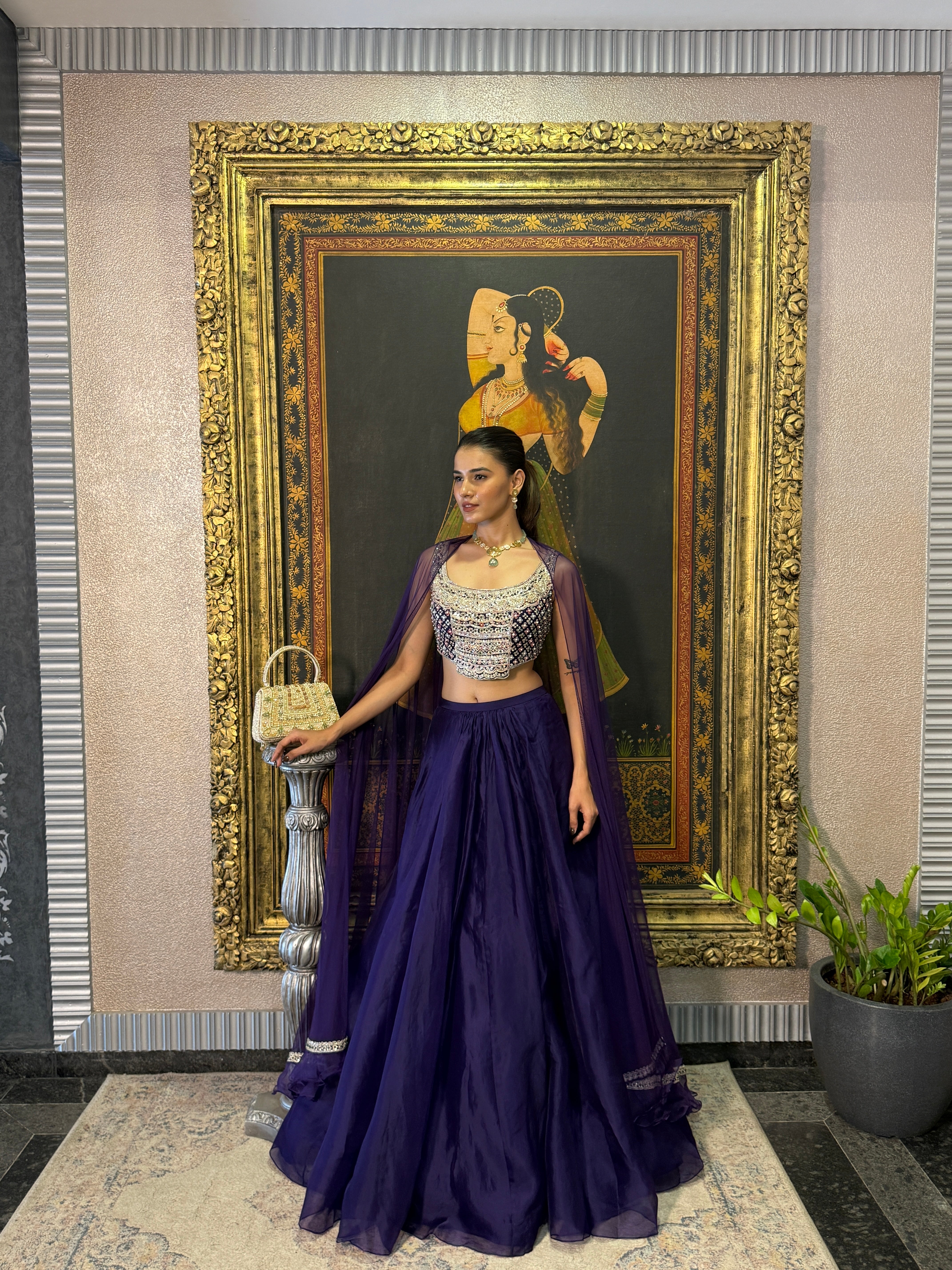 Midnight Indigo Cape Lehenga Set