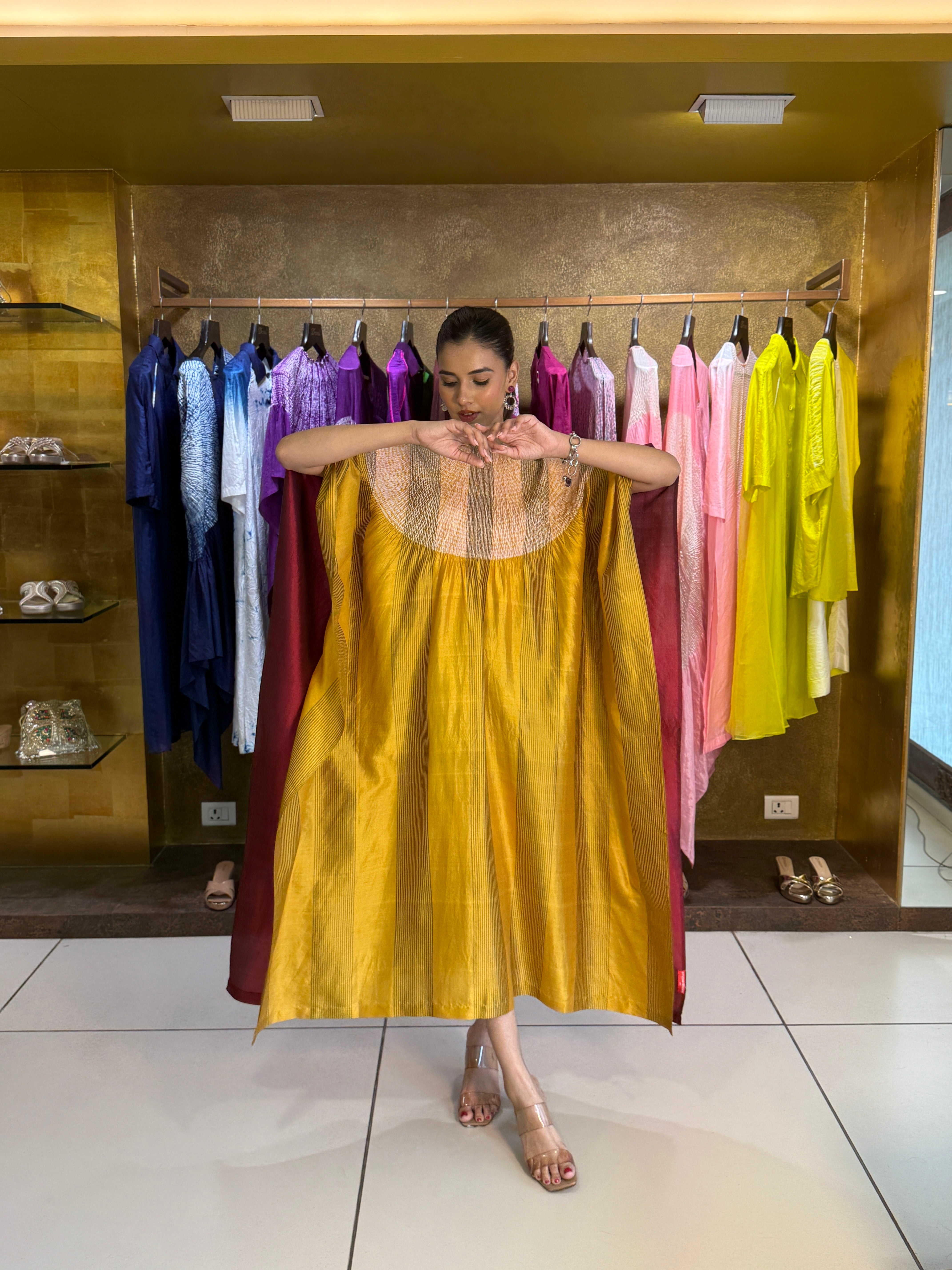 Off Grid Kaftan - Ochre Magenta