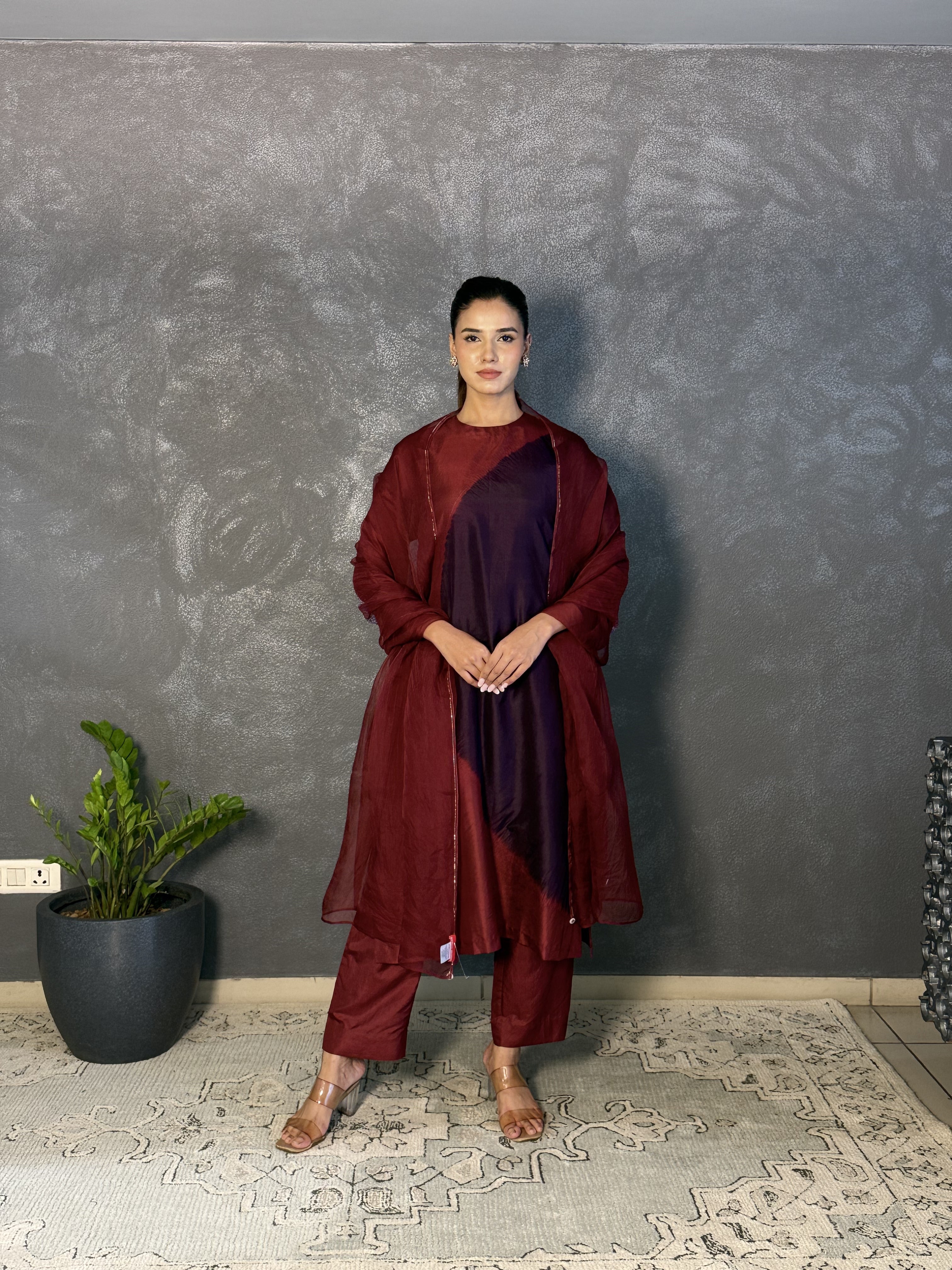 Polka Co-Ord - Burgundy/Navy
