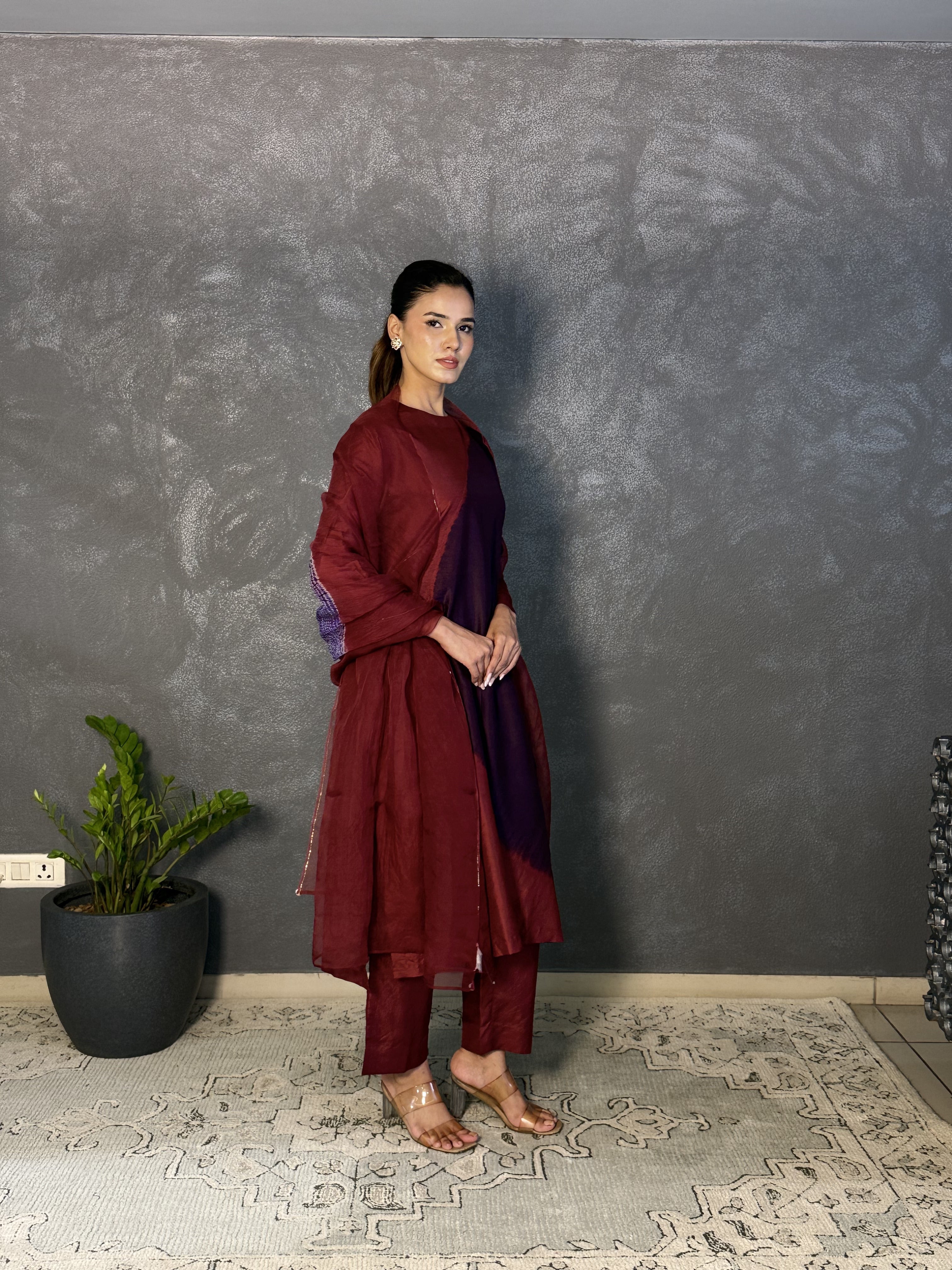Polka Co-Ord - Burgundy/Navy