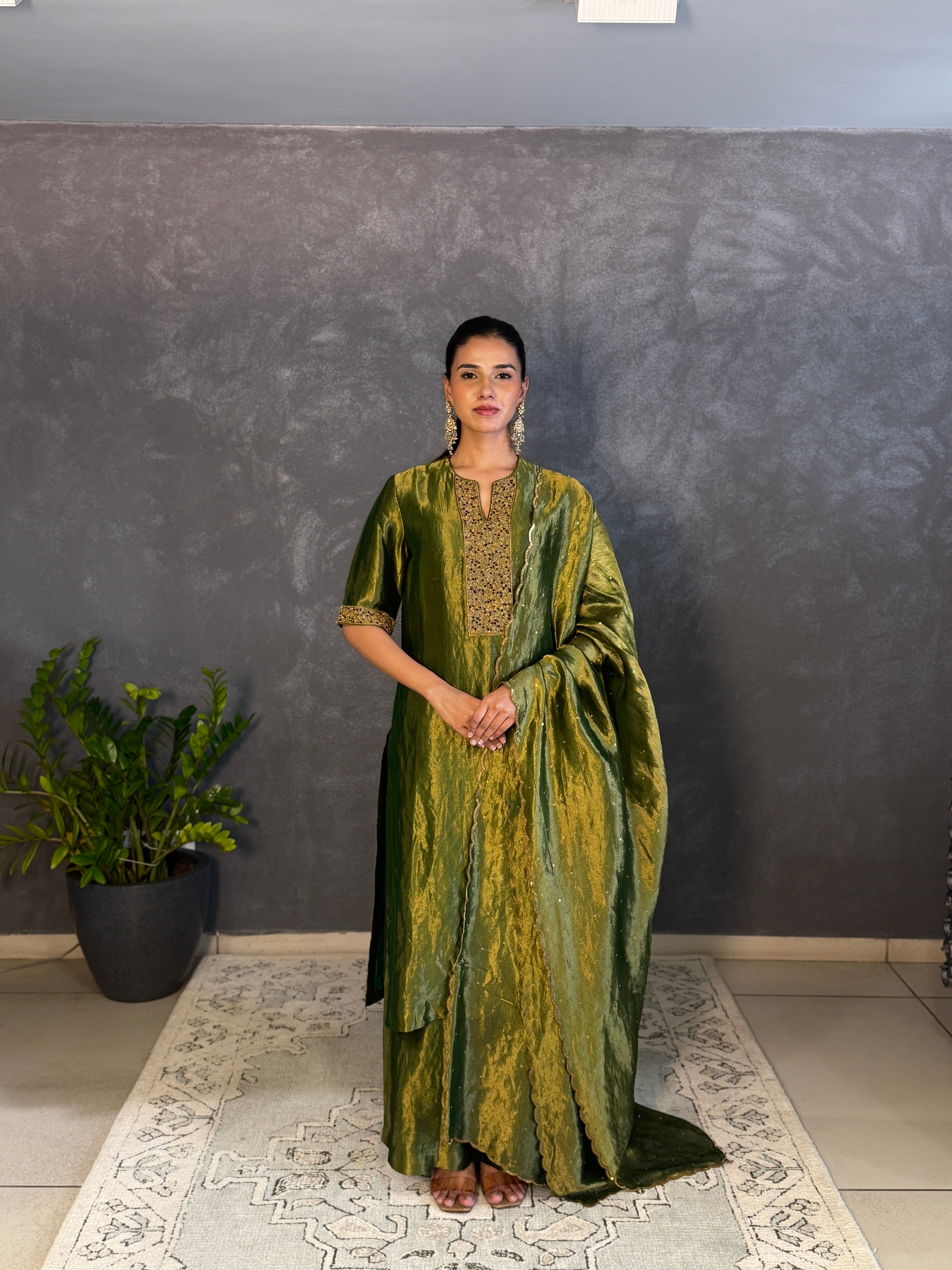 Emerald Green Tania Kurta Set with Dupatta