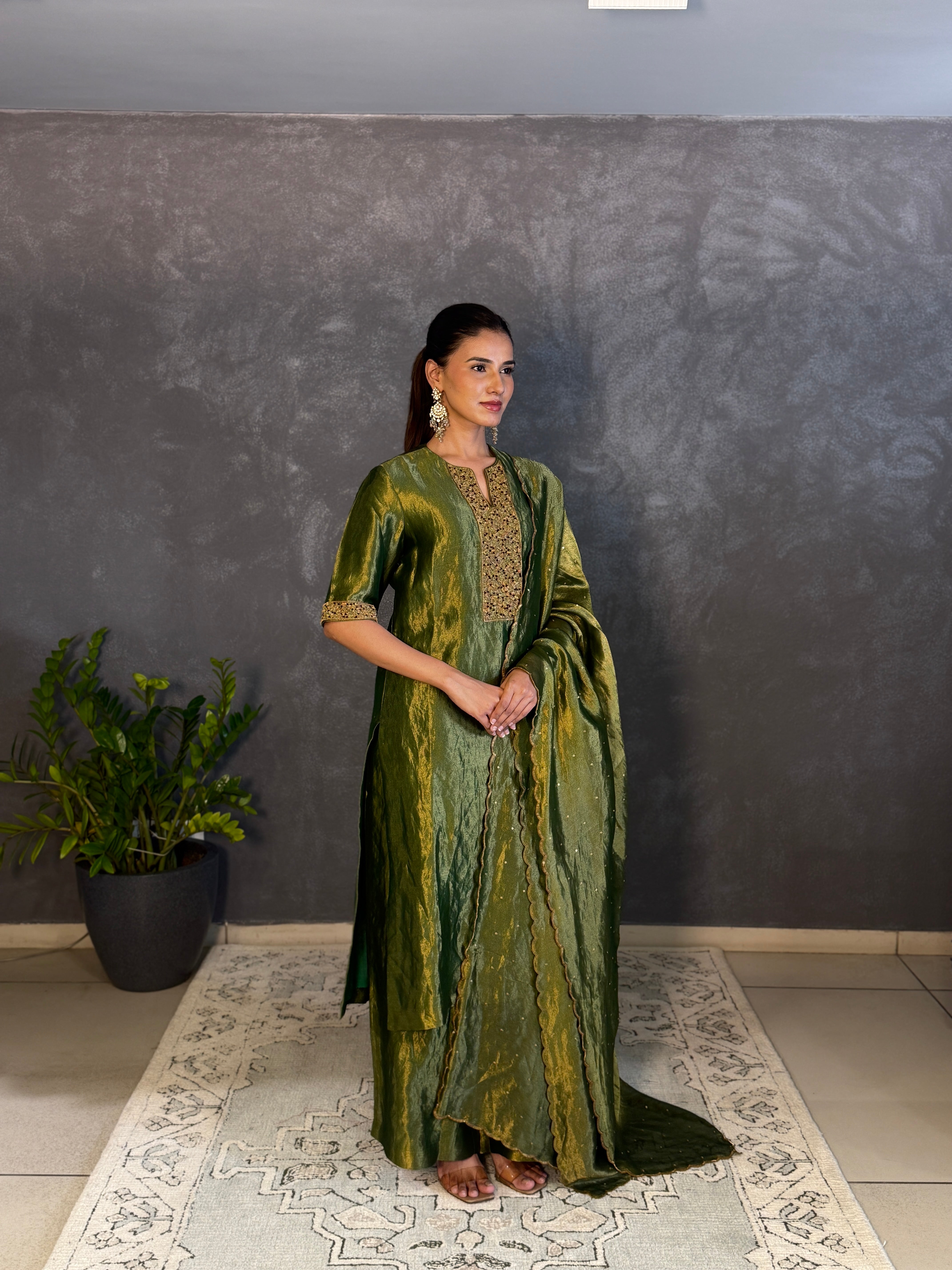 Emerald Green Tania Kurta Set with Dupatta